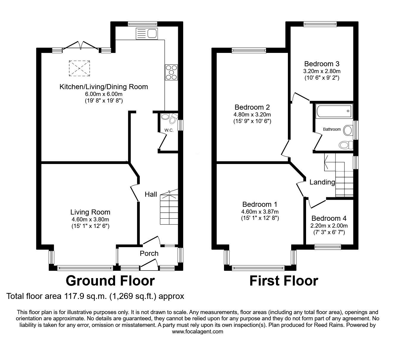 Floorplan of 4 bedroom Semi Detached House to rent, Whiston Lane, Huyton, Merseyside, L36
