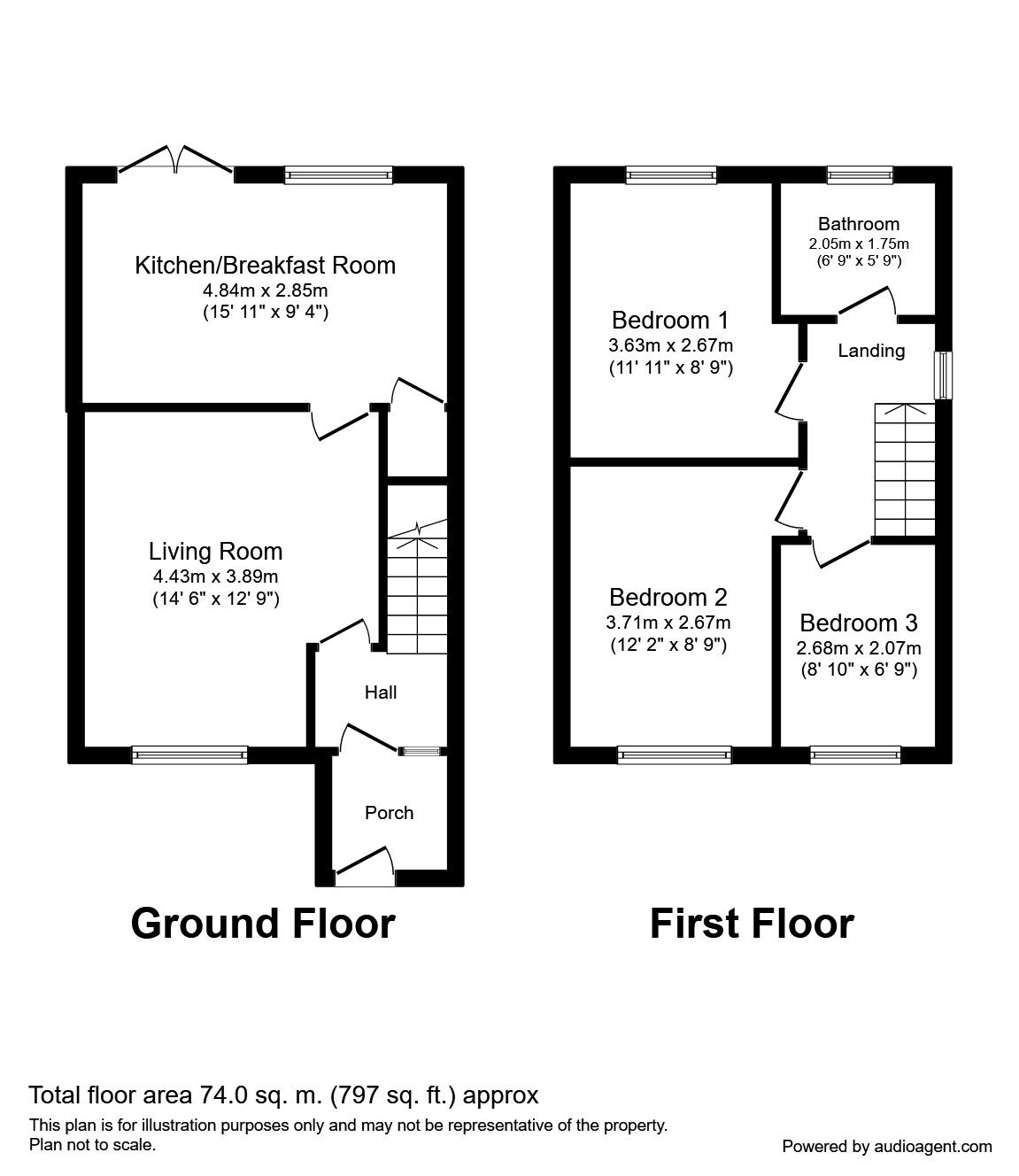Floorplan of 3 bedroom Semi Detached House to rent, Gaskell Road, Penwortham, Preston, PR1