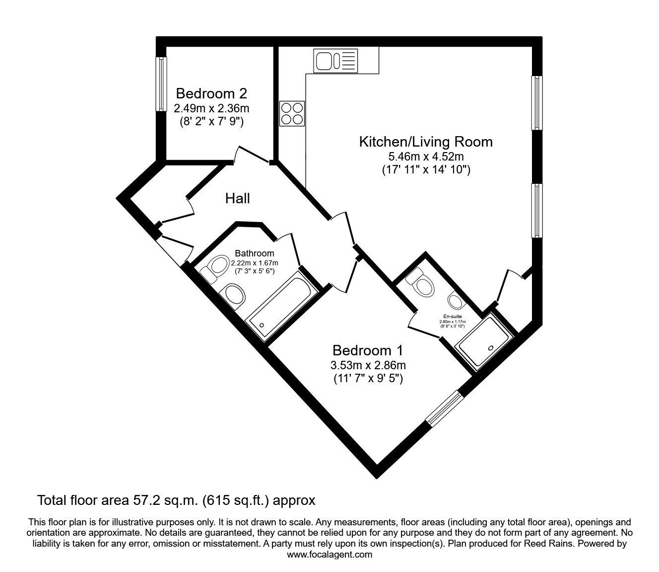 Floorplan of 2 bedroom Flat to rent, Wesham Park Drive, Wesham, Preston, PR4