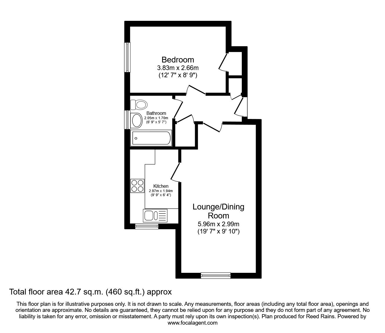Floorplan of 1 bedroom  Flat to rent, The Fieldings, Fulwood, Preston, PR2