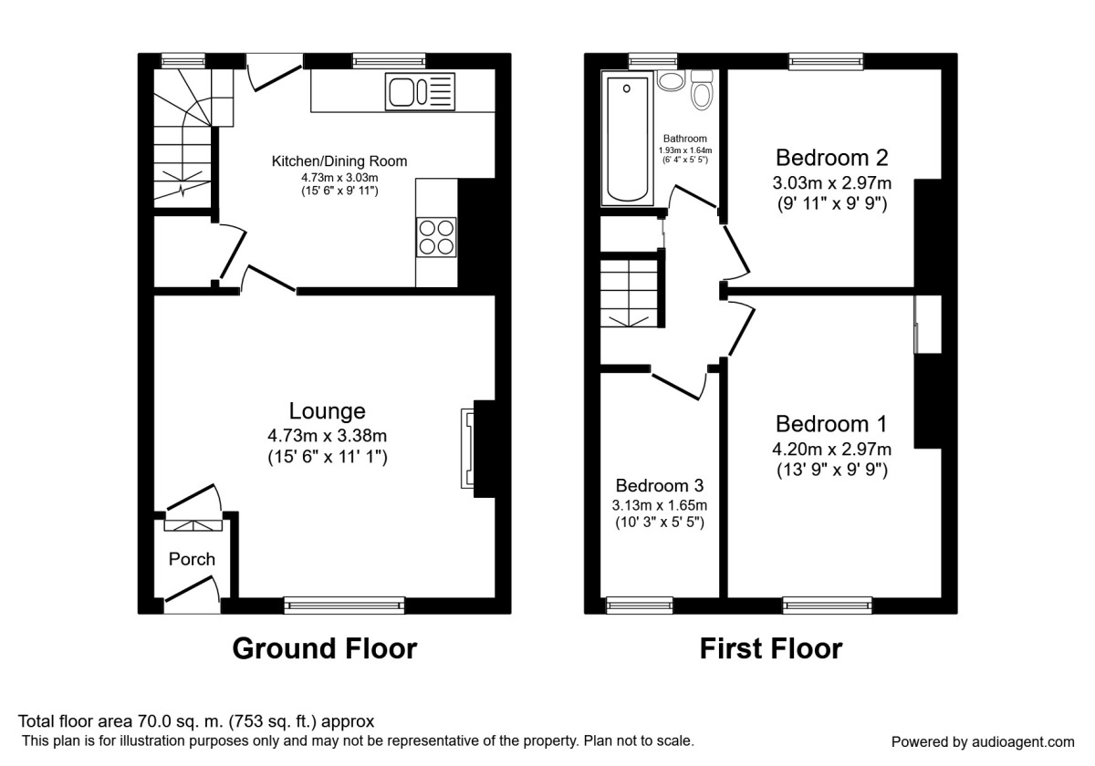 Floorplan of 3 bedroom Mid Terrace House to rent, Clyde Street, Ashton-On-Ribble, Preston, PR2