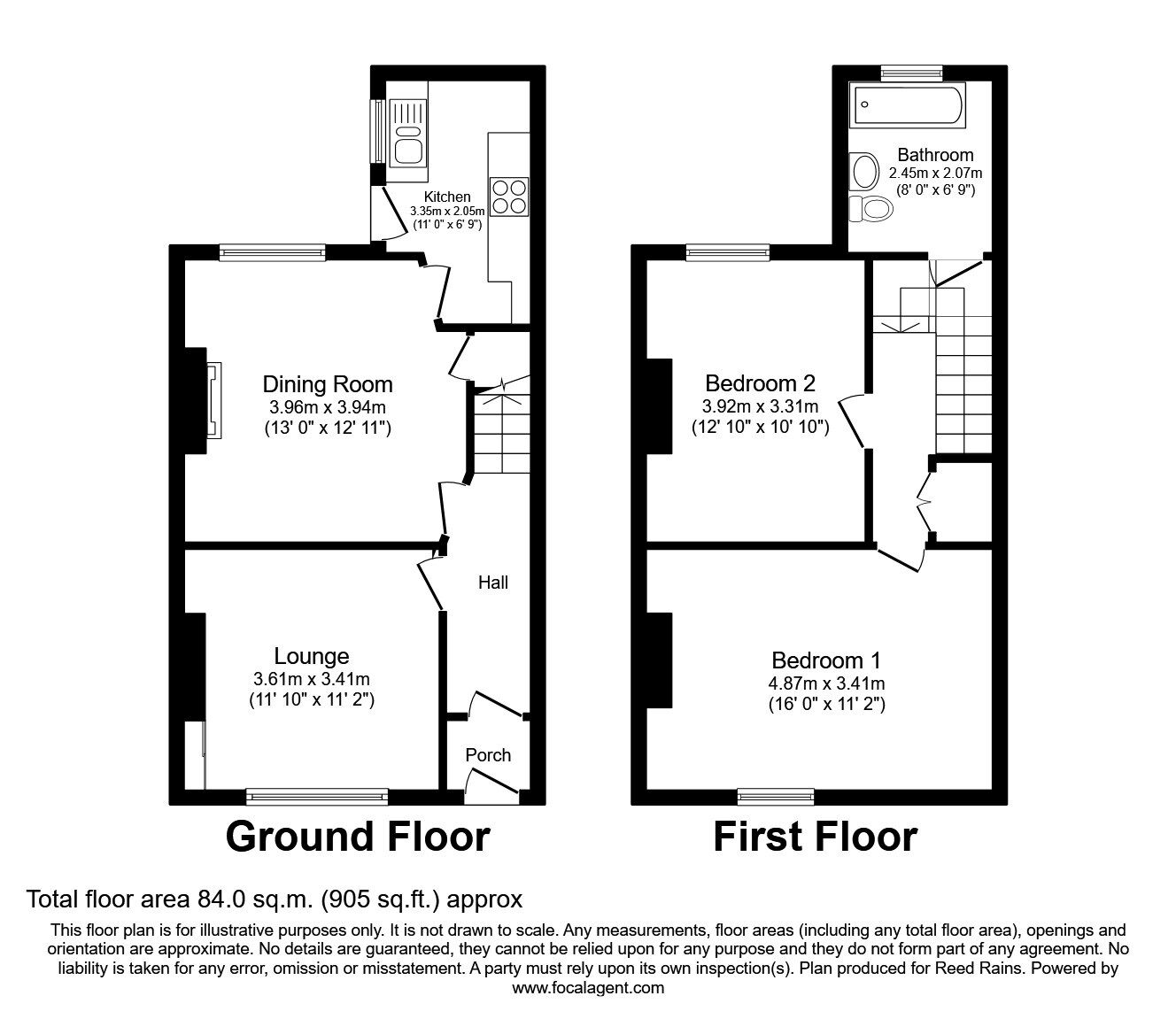 Floorplan of 2 bedroom Mid Terrace House to rent, Ladysmith Road, Ashton-on-Ribble, Lancashire, PR2