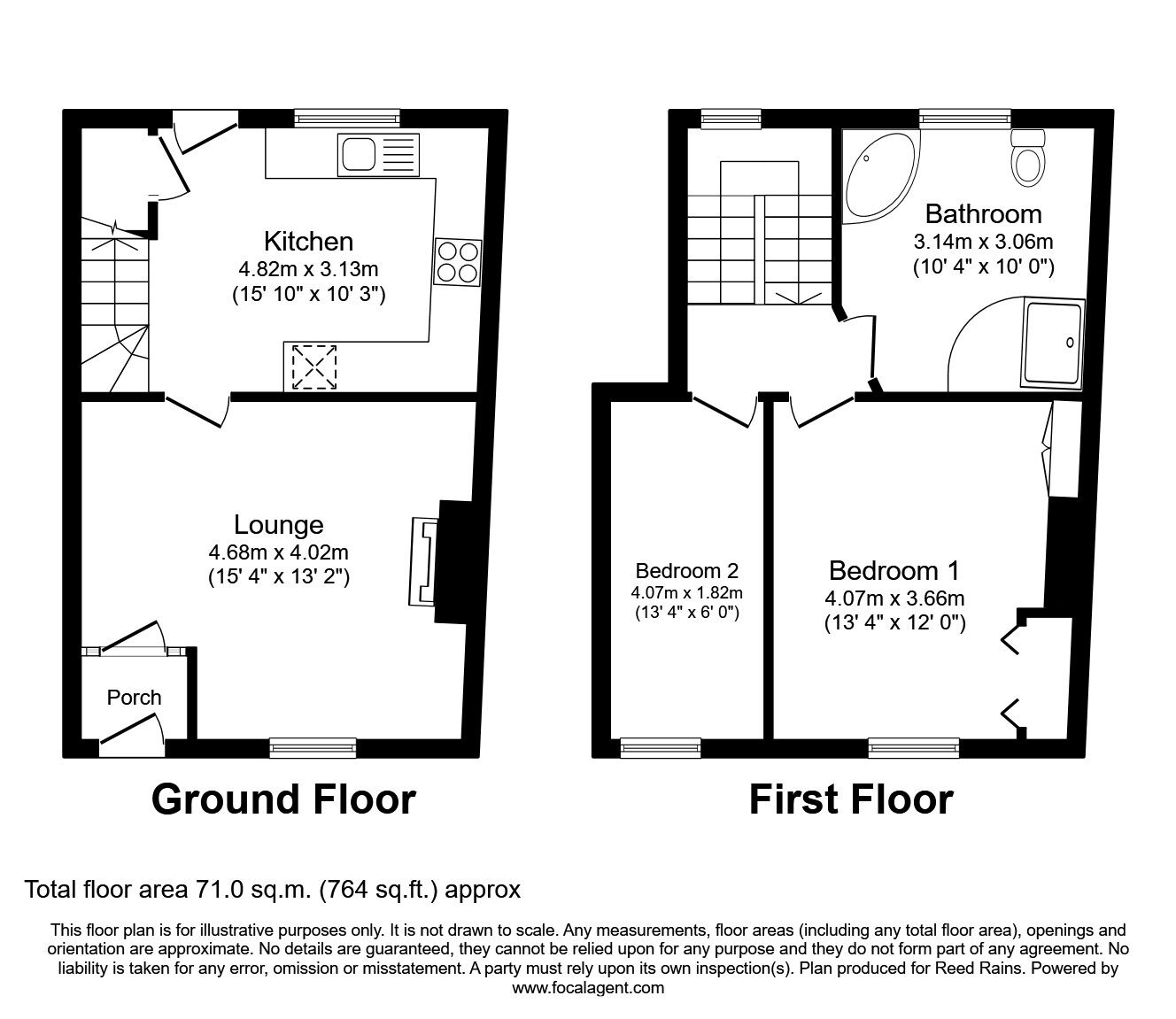 Floorplan of 2 bedroom Mid Terrace House to rent, Stocks Road, Ashton-on-Ribble, Lancashire, PR2