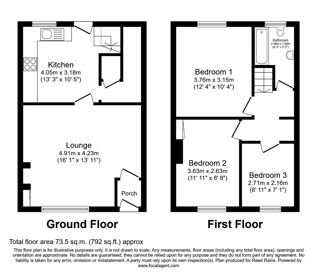 Floorplan of 3 bedroom End Terrace House to rent, Illingworth Road, Preston, Lancashire, PR1