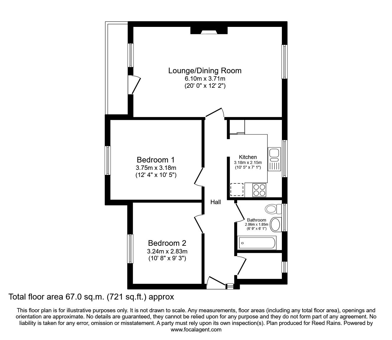 Floorplan of 2 bedroom Flat to rent, Eldon Street, Preston, Lancashire, PR1