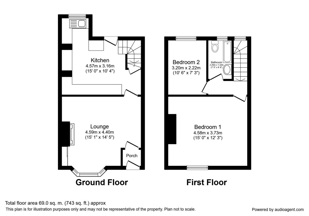 Floorplan of 2 bedroom Mid Terrace House to rent, Illingworth Road, Preston, Lancashire, PR1