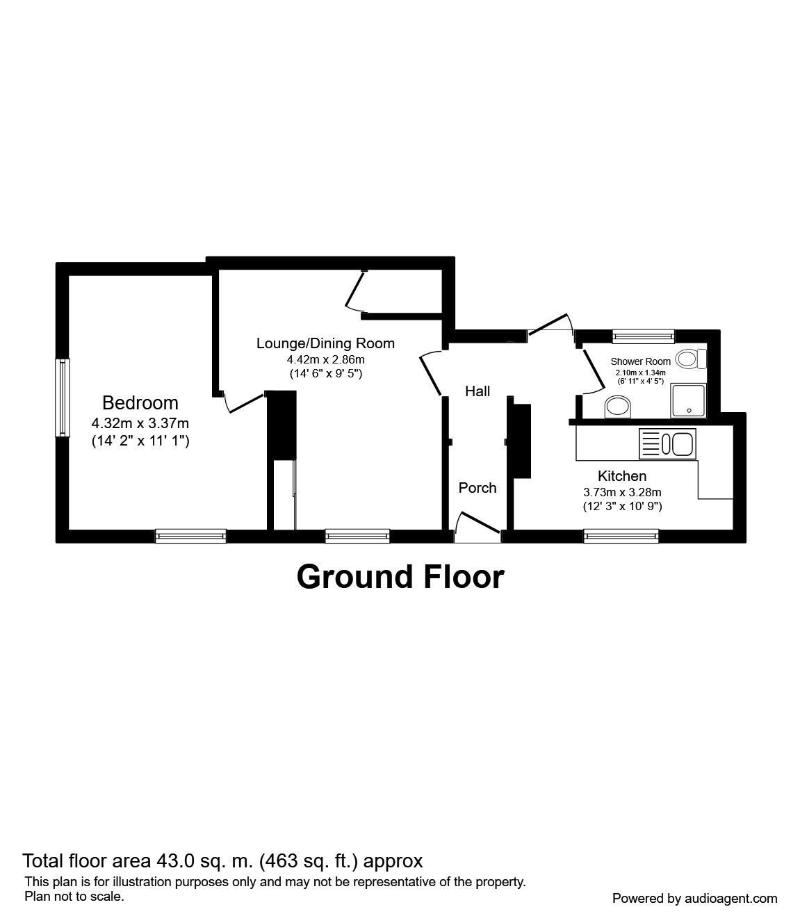 Floorplan of 1 bedroom Flat to rent, Taylor Street, Preston, Lancashire, PR1