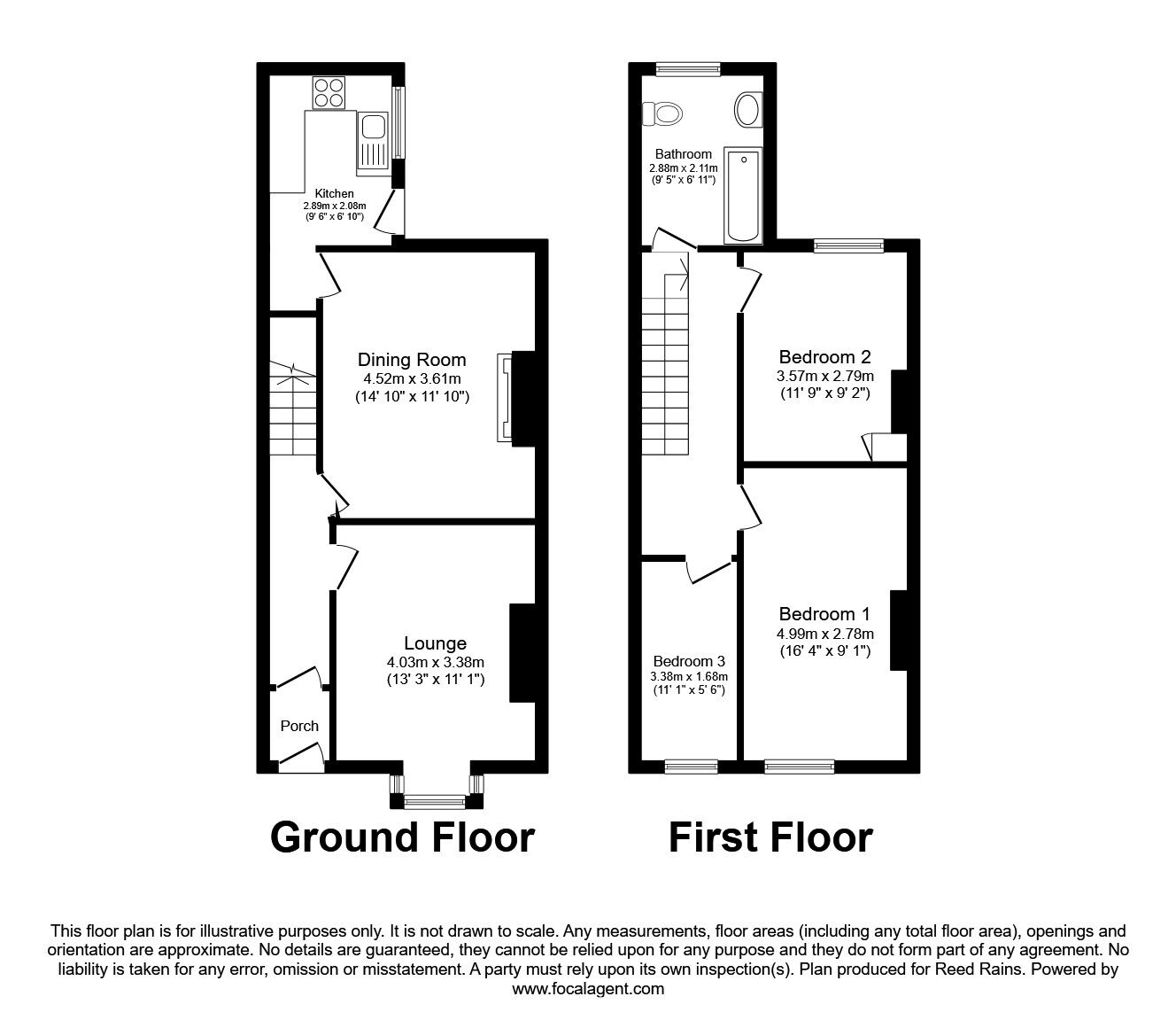 Floorplan of 3 bedroom End Terrace House to rent, Tudor Avenue, Preston, Lancashire, PR1