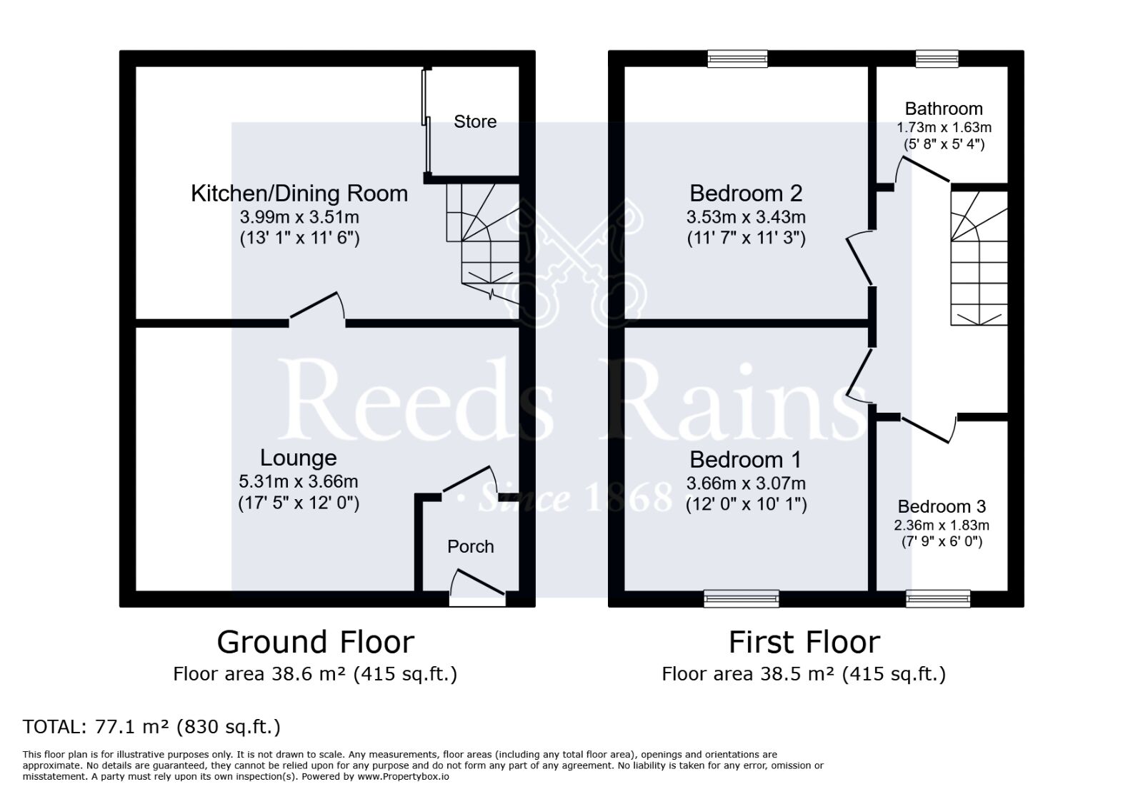 Floorplan of 3 bedroom Mid Terrace House for sale, Eldon Street, Ashton-on-Ribble, Lancashire, PR2