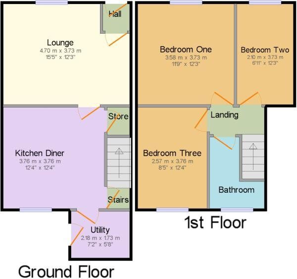 Floorplan of 3 bedroom Mid Terrace House to rent, Parker Street, Ashton-on-Ribble, Lancashire, PR2