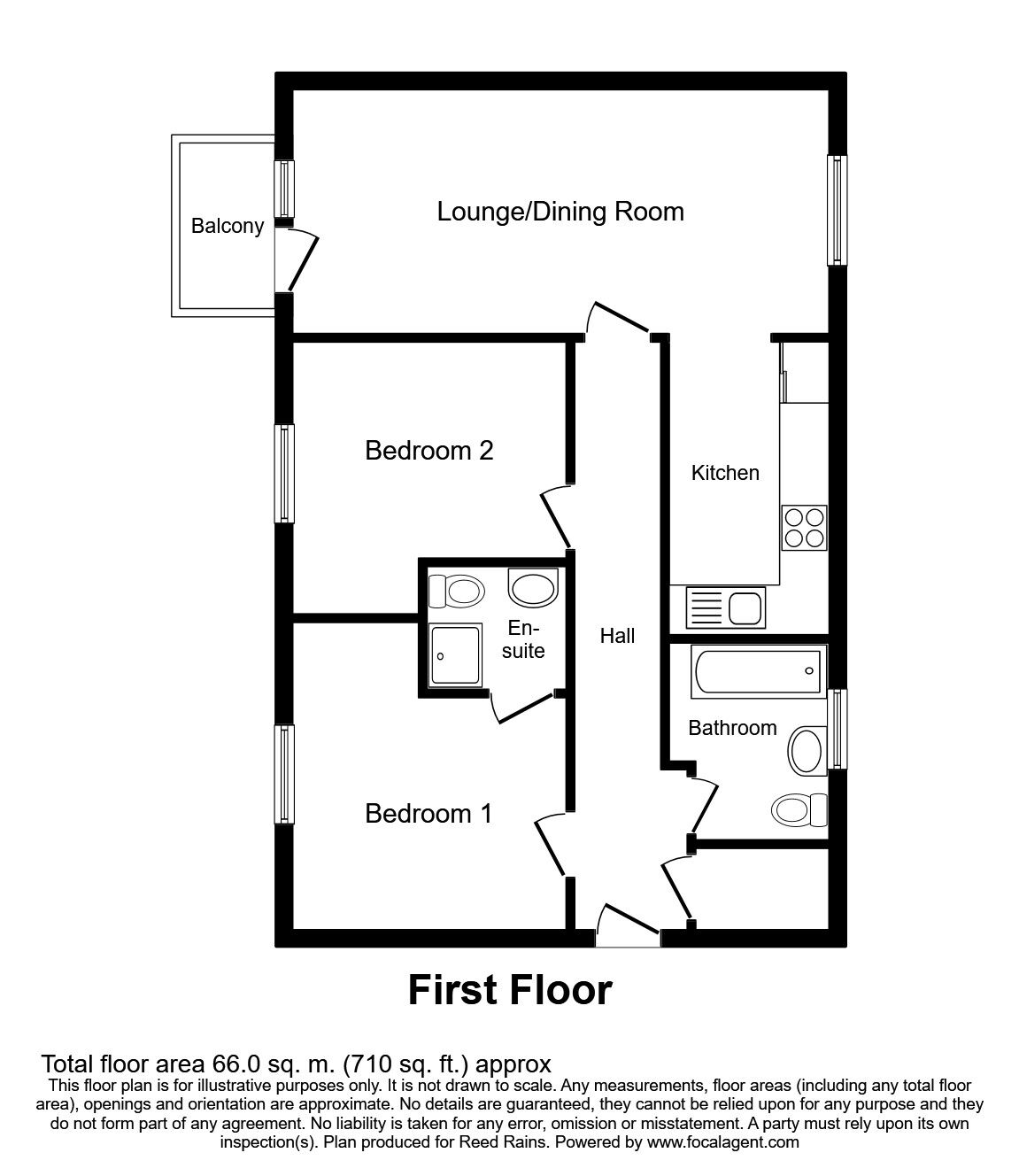 Floorplan of 2 bedroom  Flat for sale, New Hall Lane, Preston, Lancashire, PR1