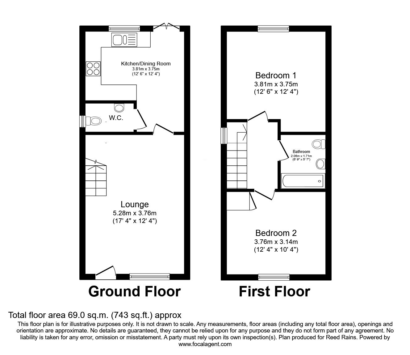 Floorplan of 2 bedroom End Terrace House for sale, Forest Grove, Barton, Lancashire, PR3