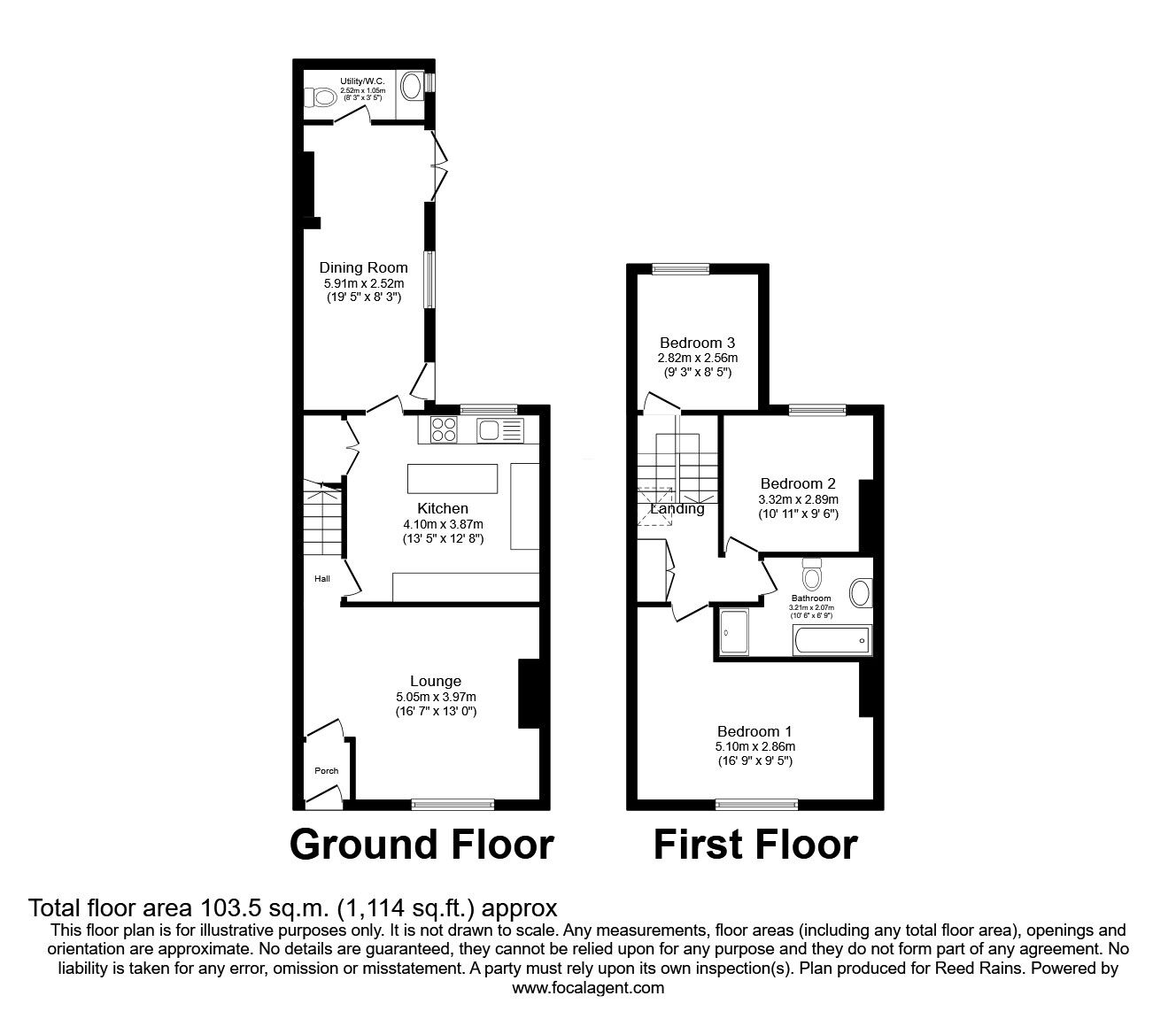 Floorplan of 3 bedroom Mid Terrace House for sale, Sharoe Green Lane, Fulwood, Lancashire, PR2