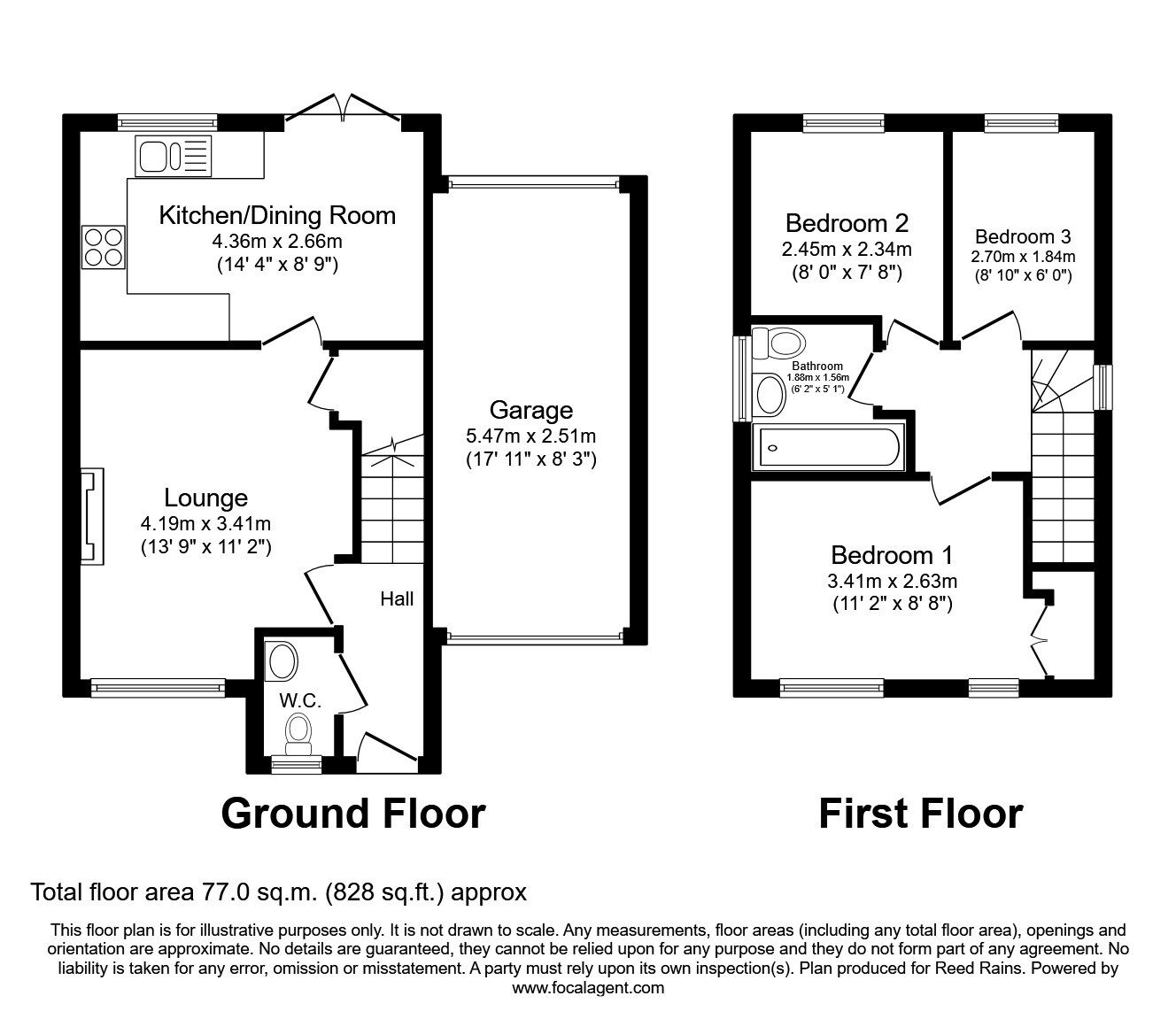 Floorplan of 3 bedroom Detached House for sale, Ambergate, Ingol, Lancashire, PR2