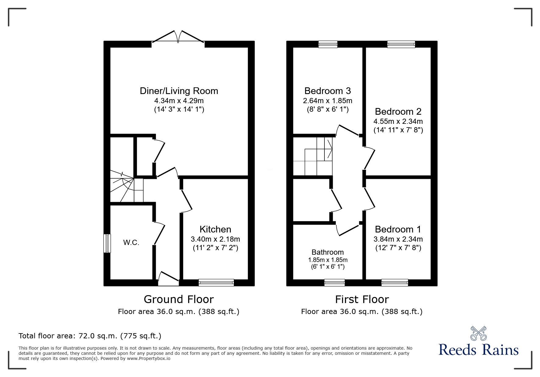 Floorplan of 3 bedroom End Terrace House for sale, Beaminster Avenue, Cottam, Lancashire, PR4