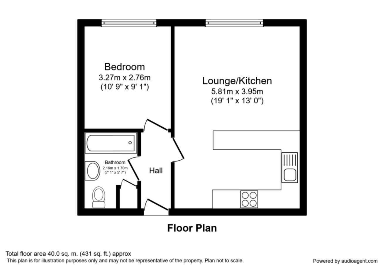 Floorplan of 1 bedroom  Flat to rent, Mercer Street, Preston, Lancashire, PR1