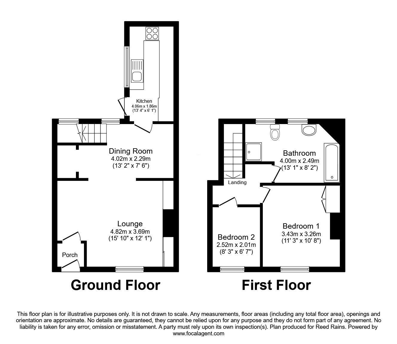 Floorplan of 2 bedroom Mid Terrace House for sale, Chester Road, Preston, Lancashire, PR1