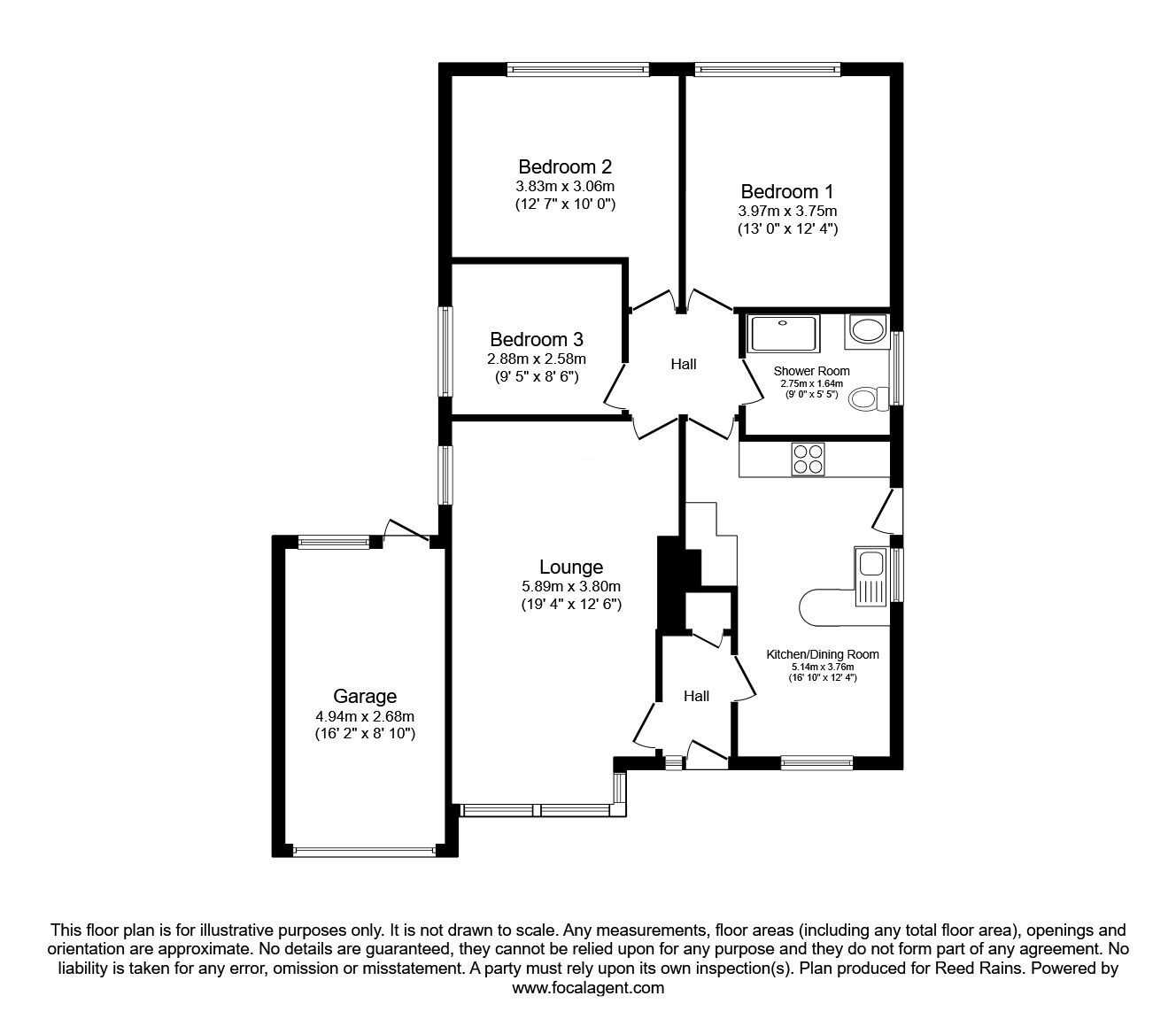 Floorplan of 3 bedroom Detached Bungalow for sale, Top Acre, Hutton, Lancashire, PR4