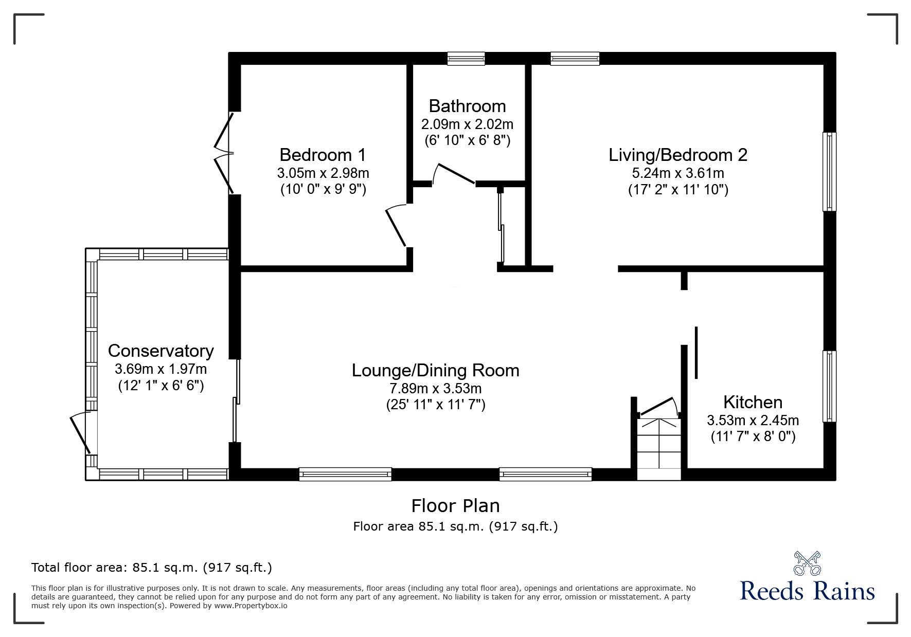 Floorplan of 1 bedroom Detached Bungalow for sale, Eden Gardens, Longridge, Lancashire, PR3