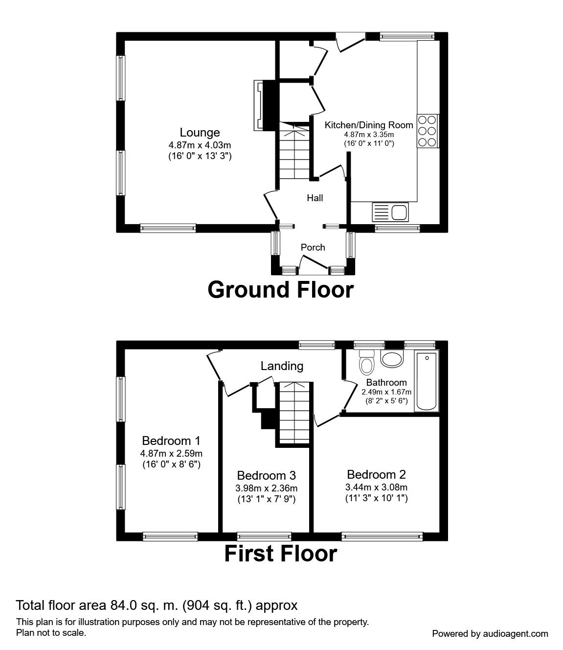 Floorplan of 3 bedroom Semi Detached House for sale, Cartmel Place, Ashton-on-Ribble, Lancashire, PR2