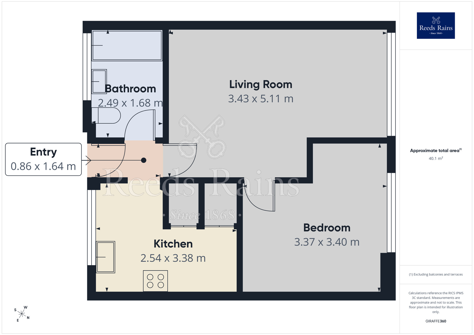 Floorplan of 1 bedroom Flat for sale, Worthing Road, Ingol, Lancashire, PR2