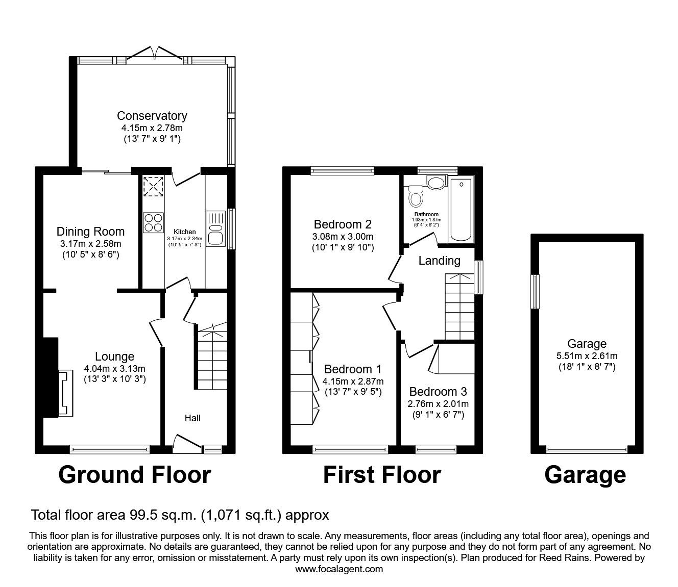 Floorplan of 3 bedroom Semi Detached House to rent, Gatesgarth Avenue, Fulwood, Preston, PR2