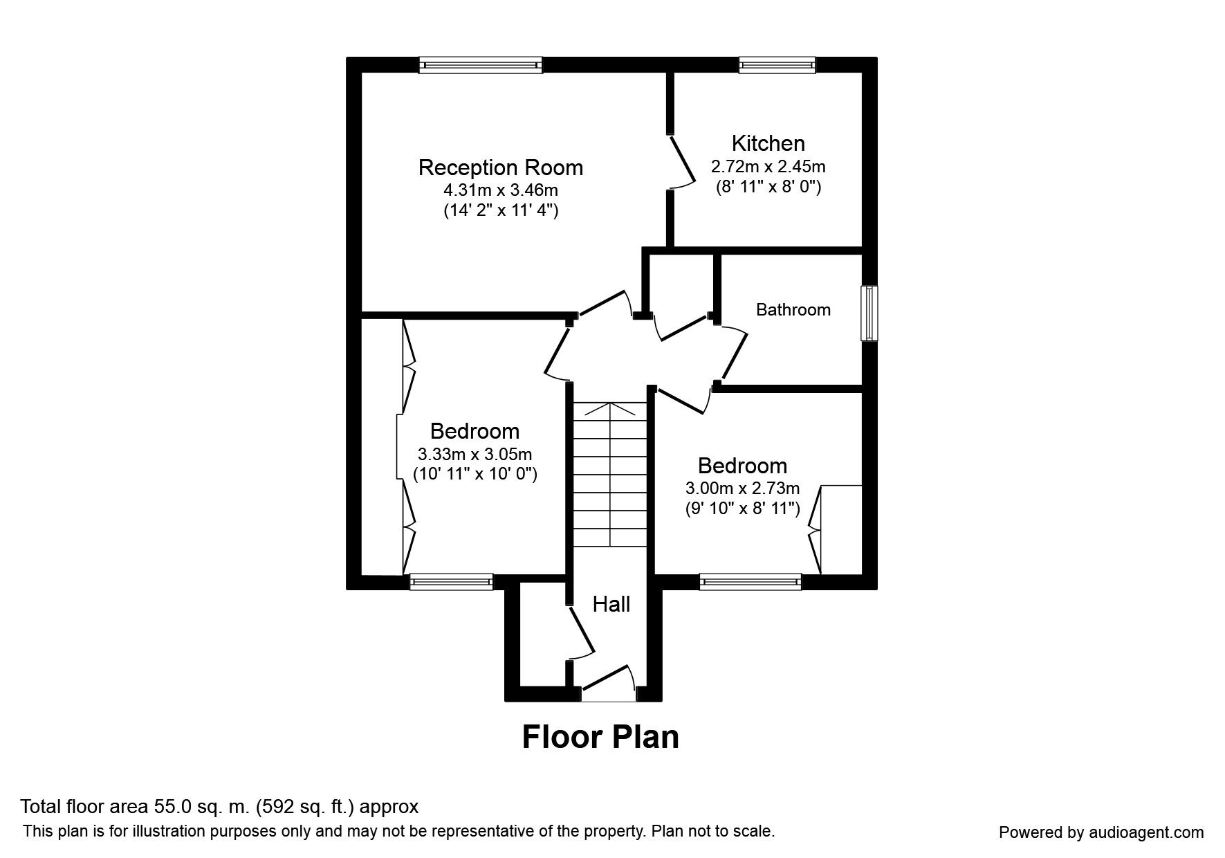 Floorplan of 2 bedroom  Flat to rent, Longley Close, Fulwood, Preston, PR2