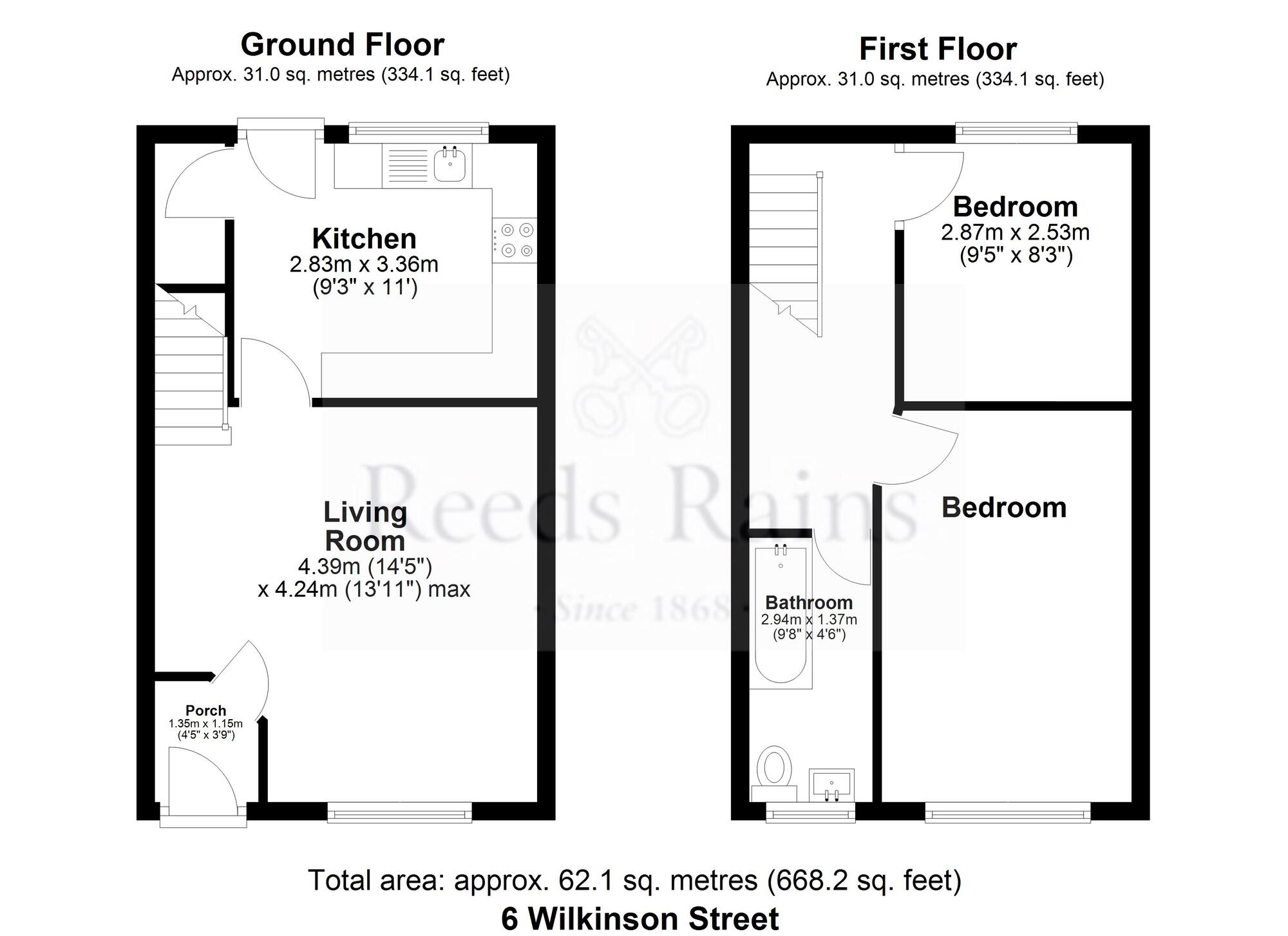 Floorplan of 2 bedroom Mid Terrace Property for sale, Wilkinson Street, Dunnockshaw, Lancashire, BB11