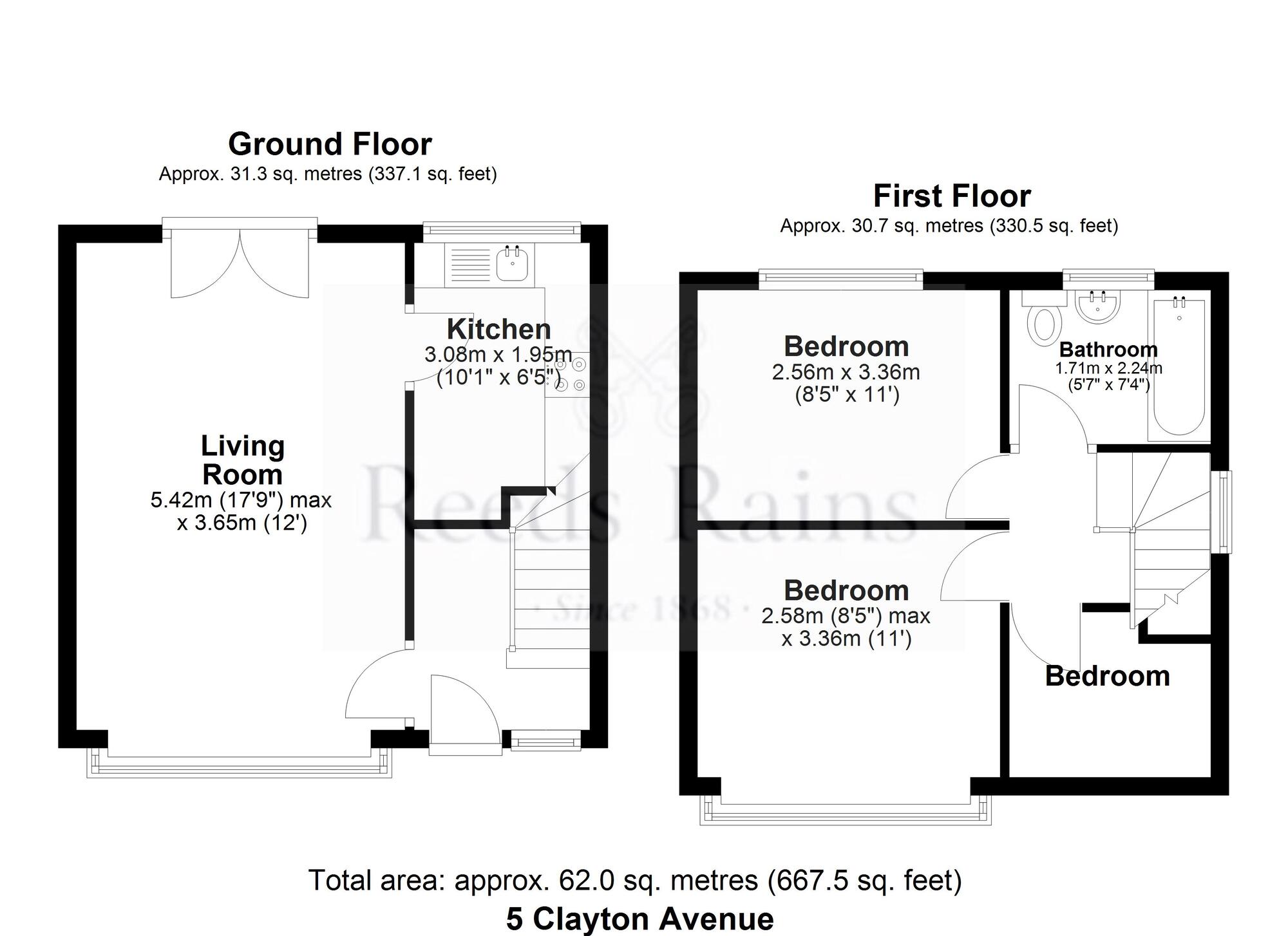 Floorplan of 3 bedroom Semi Detached House for sale, Clayton Avenue, Rossendale, Lancashire, BB4