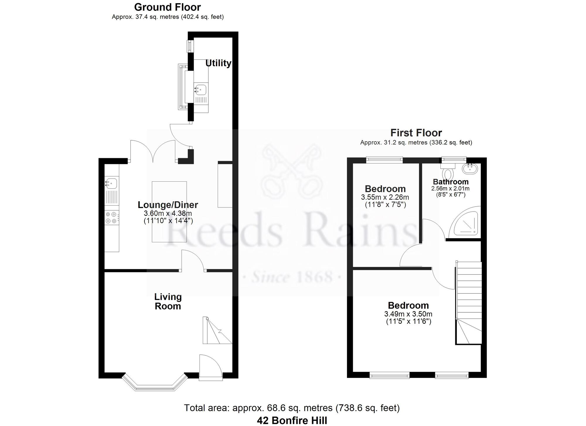 Floorplan of 2 bedroom Mid Terrace House for sale, Bonfire Hill Road, Rossendale, Lancashire, BB4