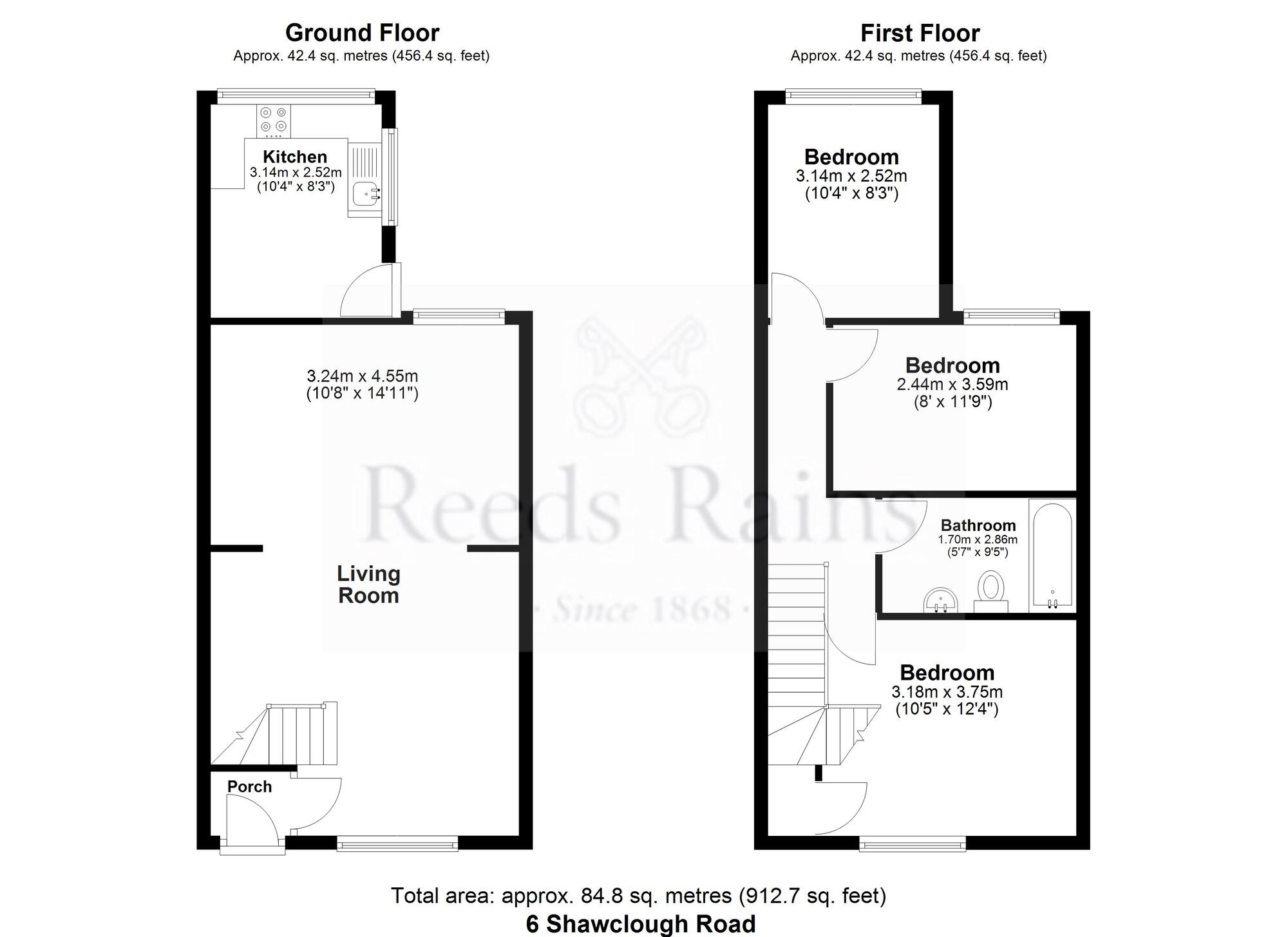 Floorplan of 3 bedroom Mid Terrace House for sale, Shawclough Road, Rossendale, Lancashire, BB4
