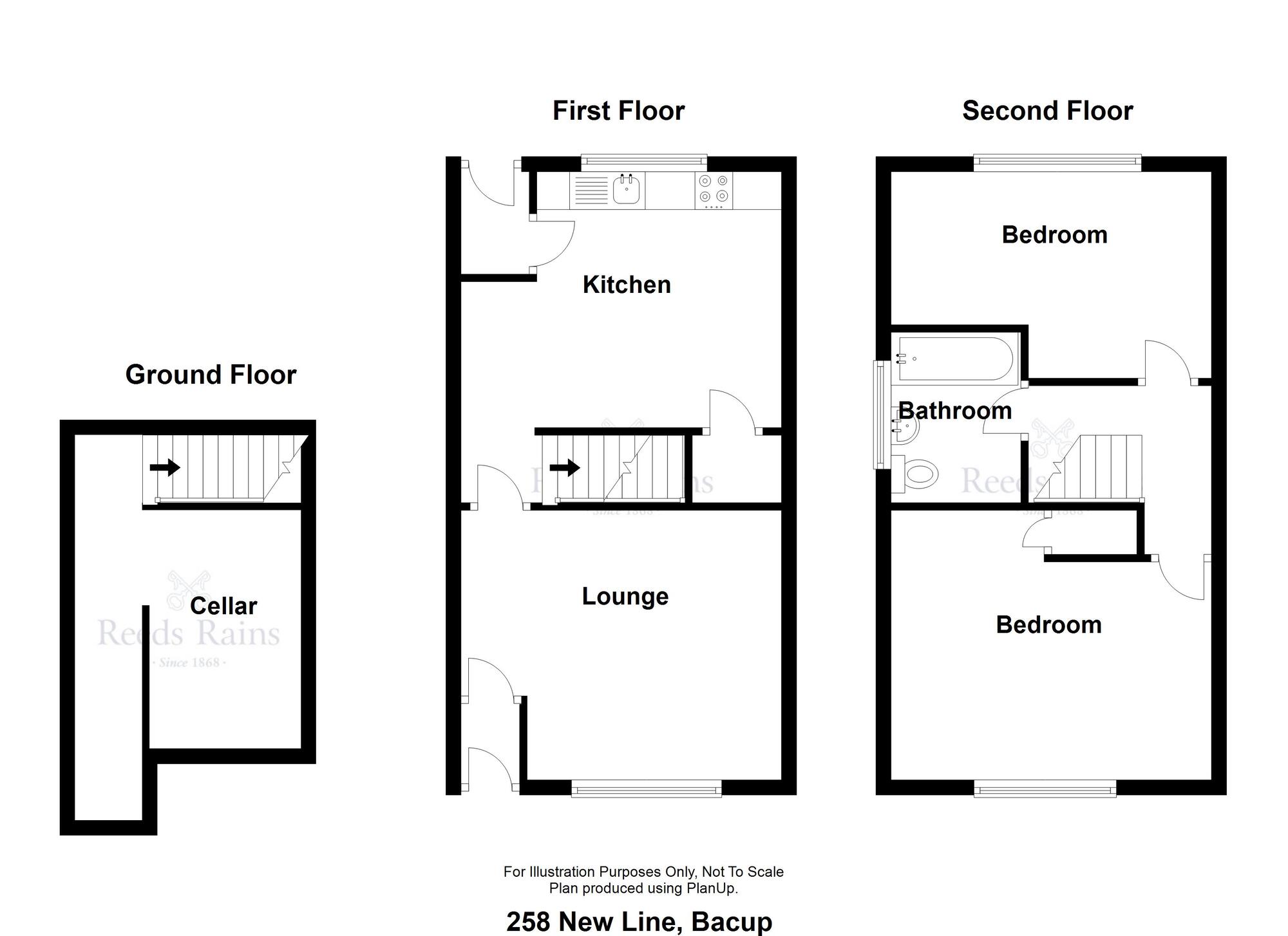 Floorplan of 2 bedroom End Terrace House for sale, New Line, Bacup, Lancashire, OL13