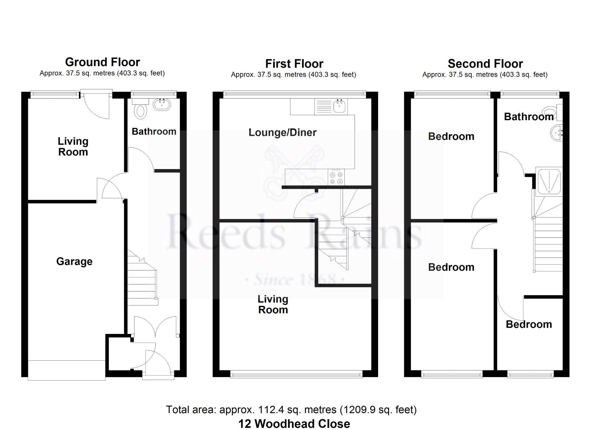 Floorplan of 3 bedroom Mid Terrace House for sale, Woodhead Close, Rossendale, Lancashire, BB4