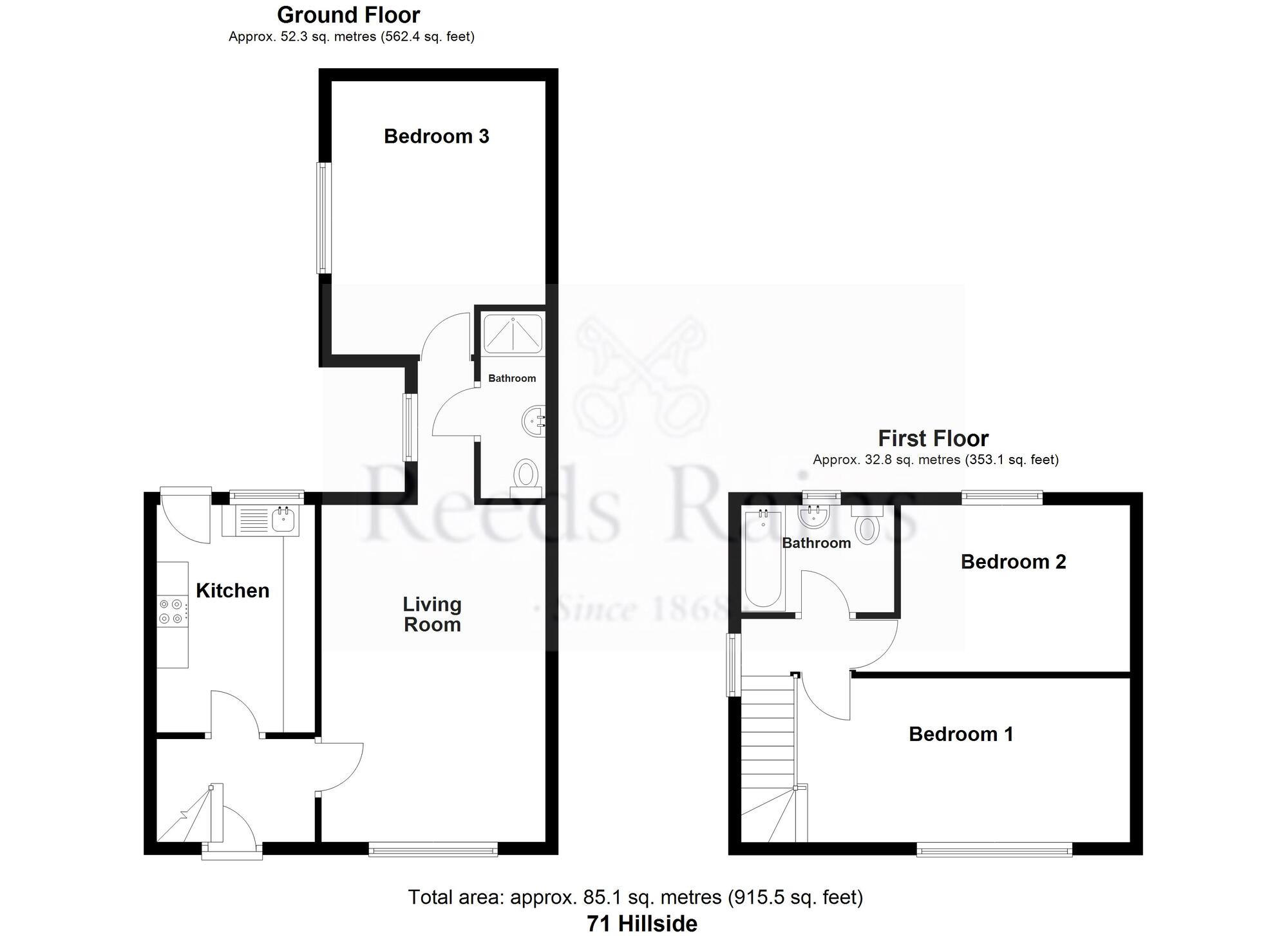 Floorplan of 3 bedroom Semi Detached House for sale, Hillside Road, Haslingden, Lancashire, BB4
