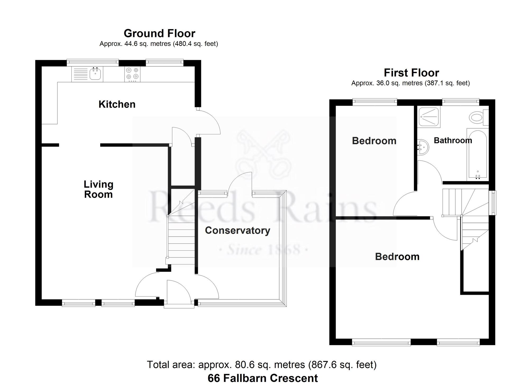 Floorplan of 2 bedroom Semi Detached House for sale, Fallbarn Crescent, Rossendale, Lancashire, BB4