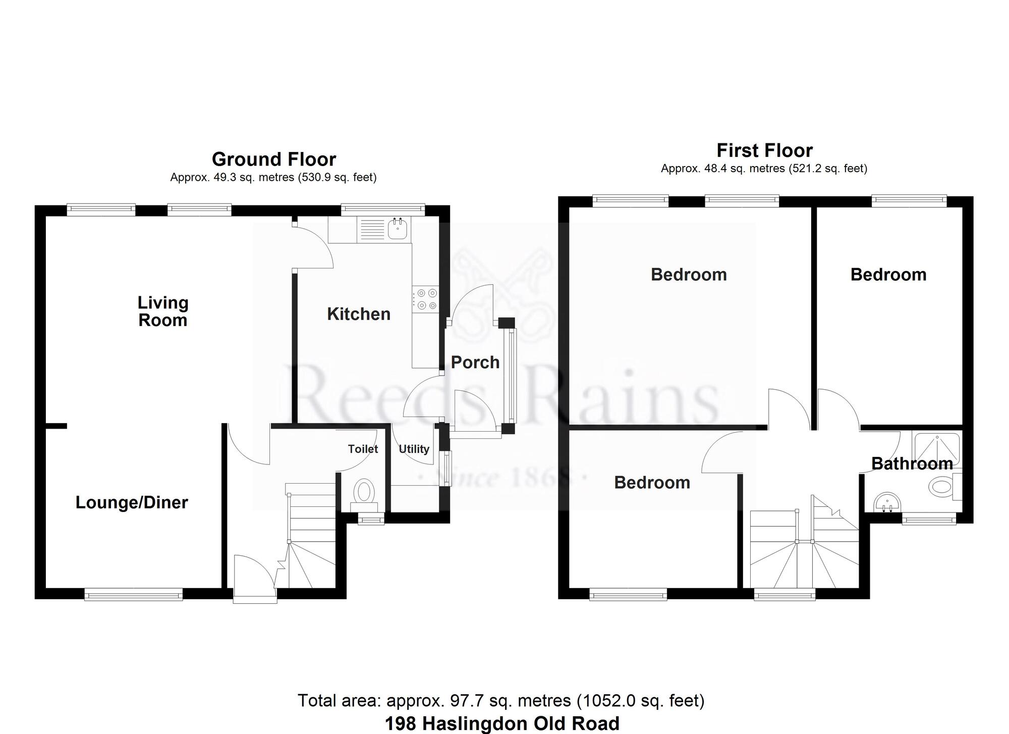 Floorplan of 3 bedroom Semi Detached House for sale, Haslingden Old Road, Rossendale, Lancashire, BB4