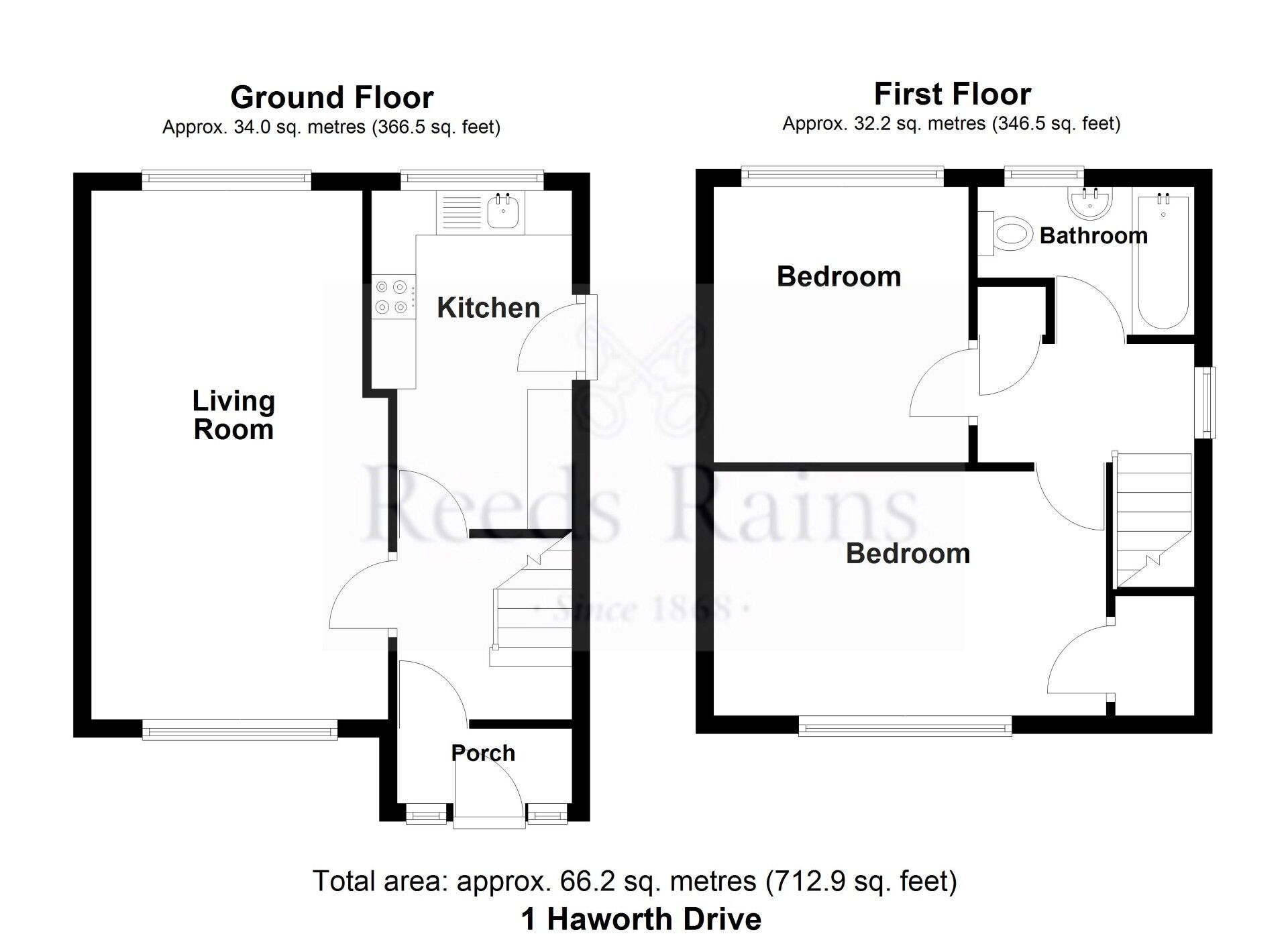 Floorplan of 2 bedroom End Terrace House for sale, Haworth Drive, Bacup, Lancashire, OL13