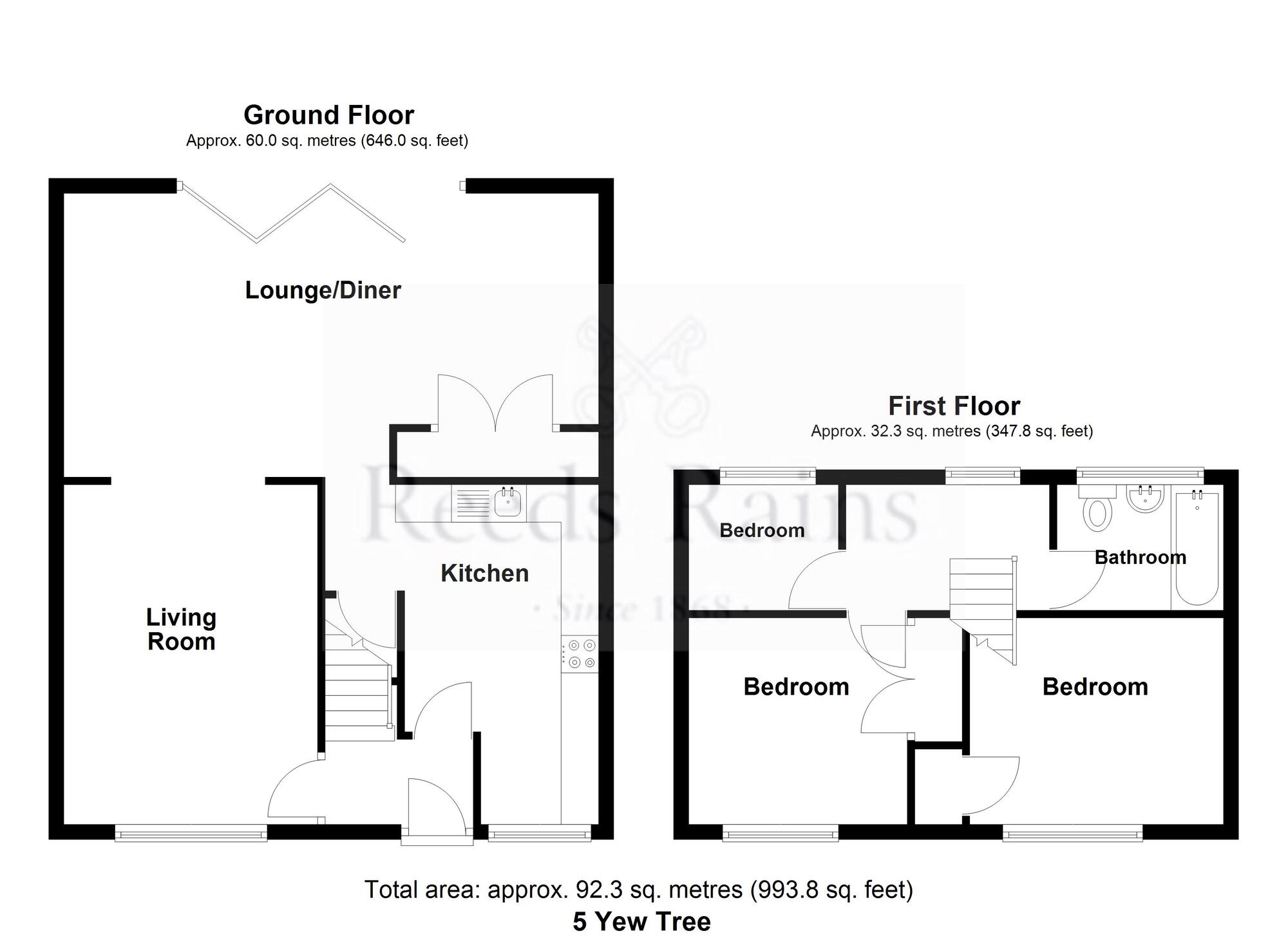 Floorplan of 3 bedroom End Terrace House for sale, Yew Tree Grove, Rossendale, Lancashire, BB4