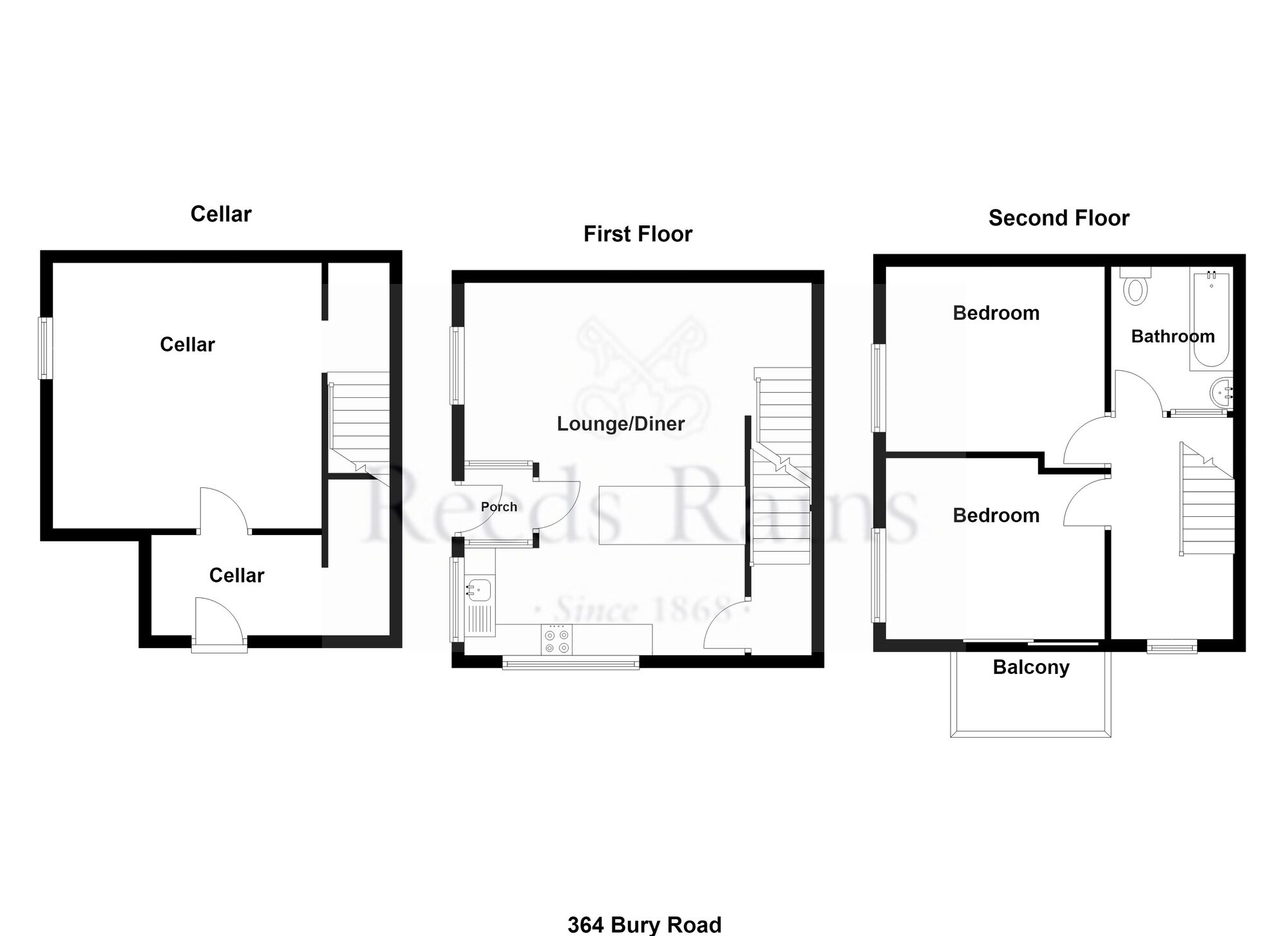 Floorplan of 2 bedroom End Terrace House for sale, Bury Road, Rawtenstall, Lancashire, BB4