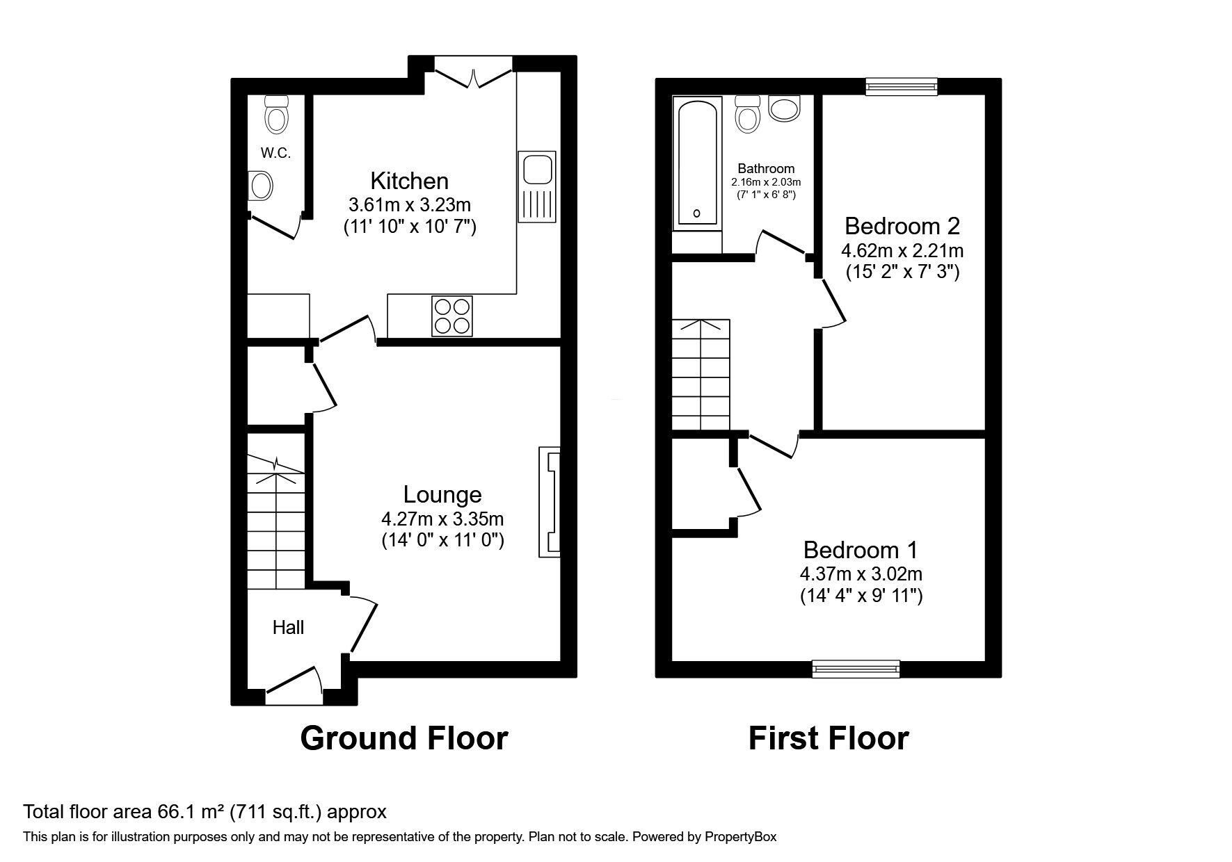 Floorplan of 2 bedroom Semi Detached House to rent, Peter Moss Way, Manchester, Greater Manchester, M19