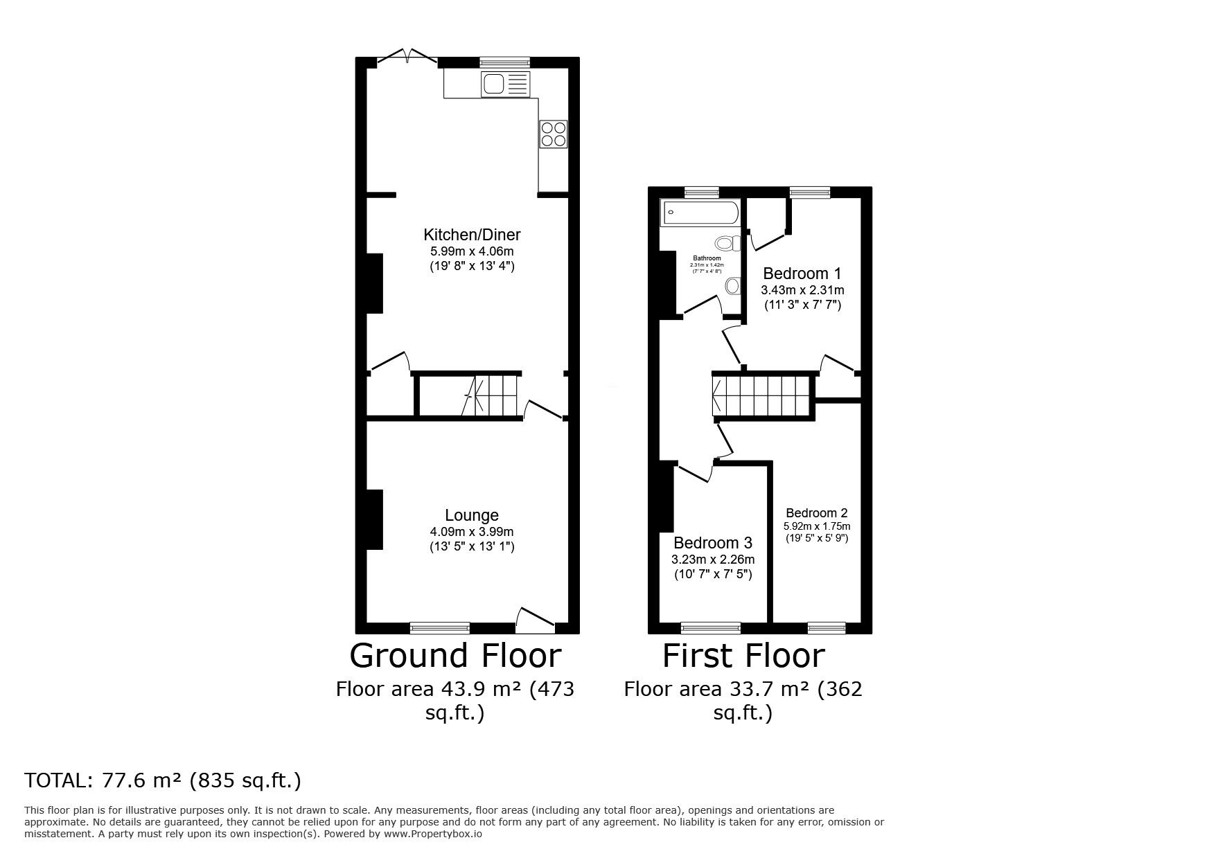 Floorplan of 3 bedroom Mid Terrace House to rent, Lingard Street, Stockport, Greater Manchester, SK5