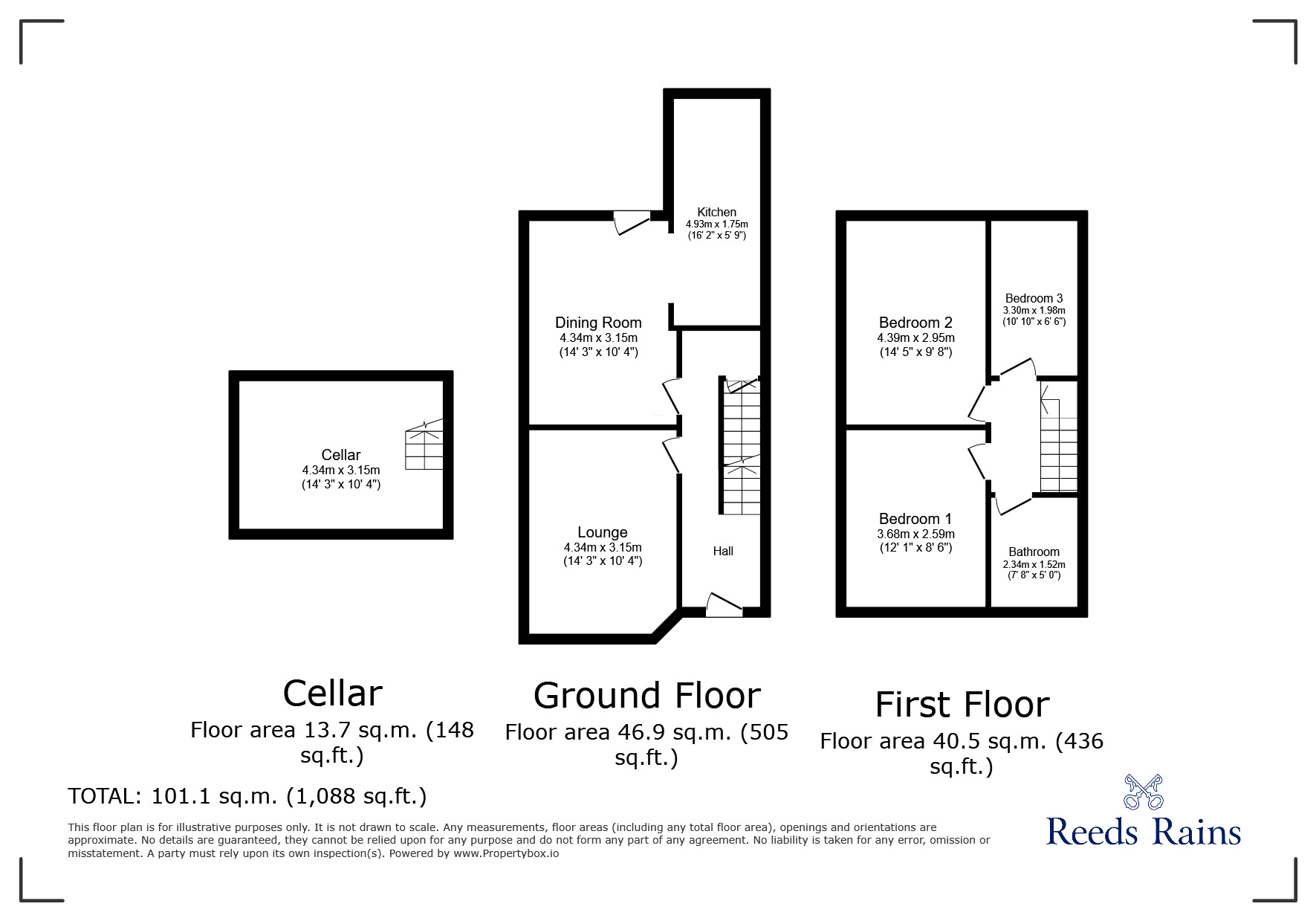 Floorplan of 3 bedroom Semi Detached House for sale, Reddish Vale Road, Reddish, Cheshire, SK5