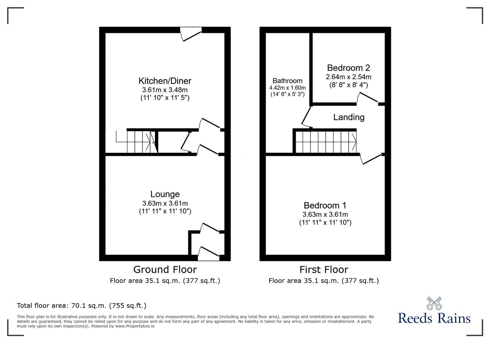 Floorplan of 2 bedroom Mid Terrace House for sale, Lichfield Avenue, Stockport, Greater Manchester, SK5