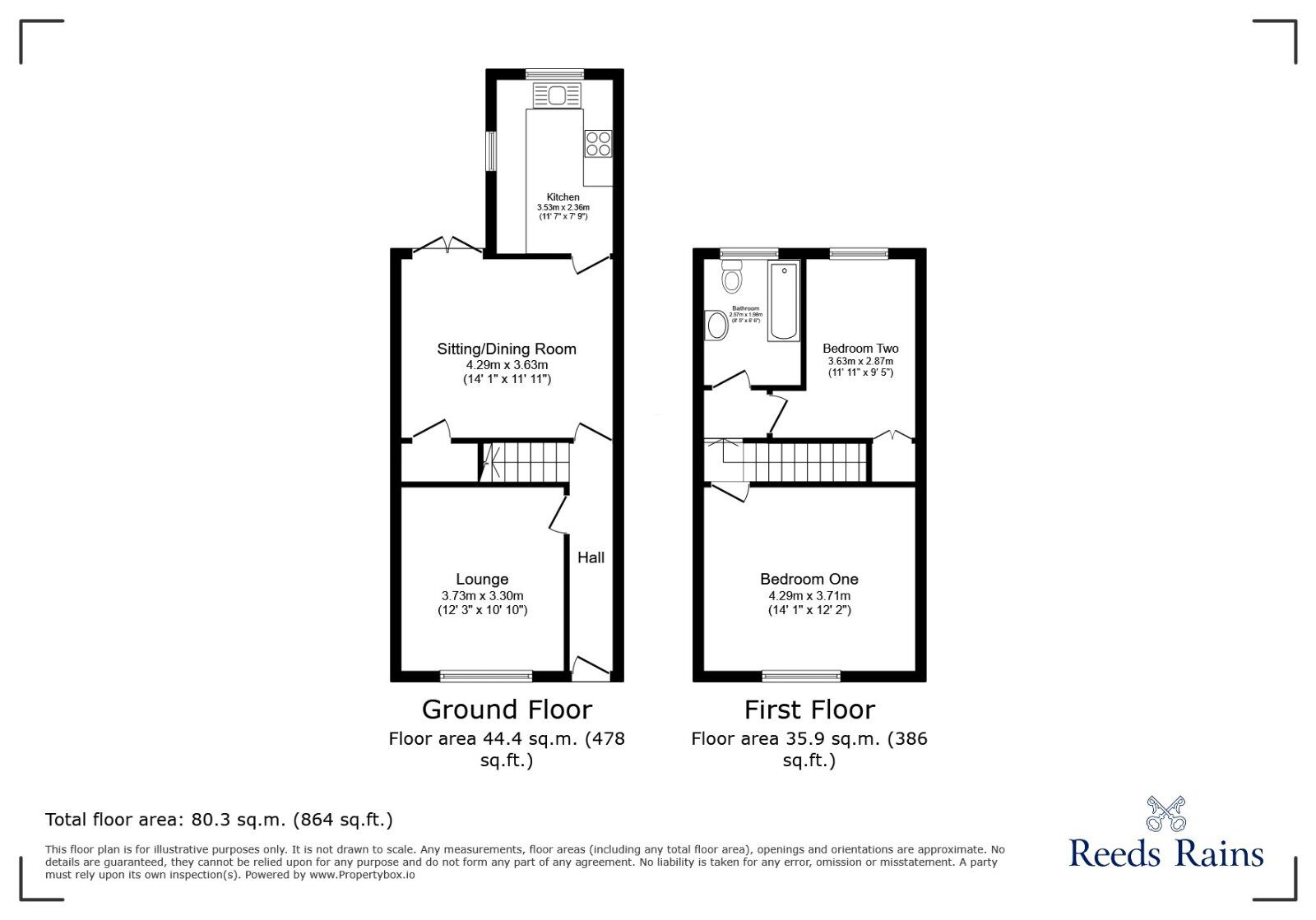 Floorplan of 2 bedroom Mid Terrace House for sale, Mill Lane, Reddish, Cheshire, SK5