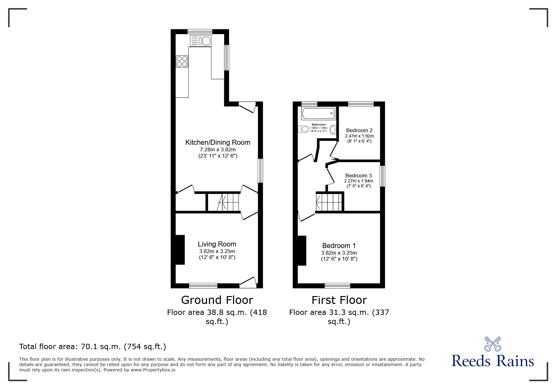 Floorplan of 3 bedroom End Terrace House for sale, Norway Grove, Stockport, Greater Manchester, SK5