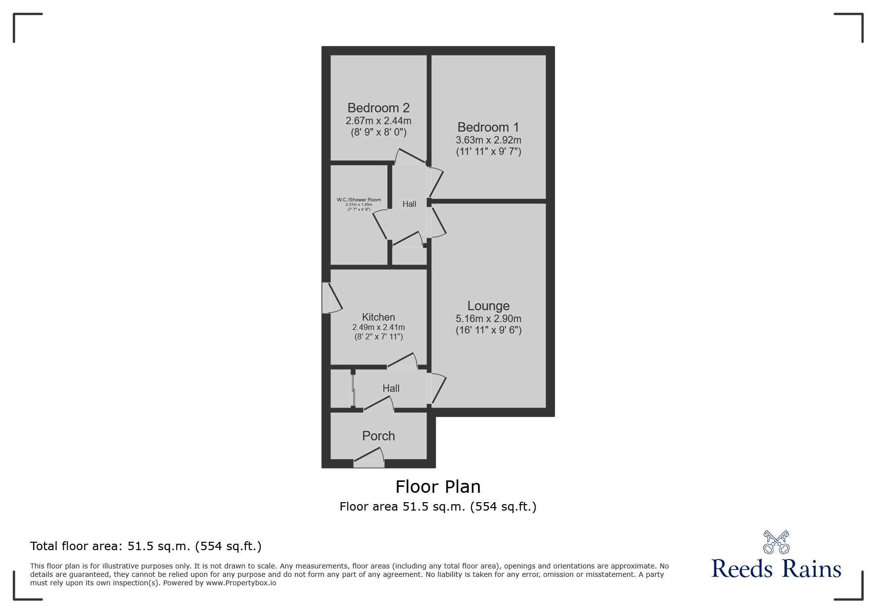 Floorplan of 2 bedroom Semi Detached Bungalow for sale, Exford Close, Reddish, Greater Manchester, SK5