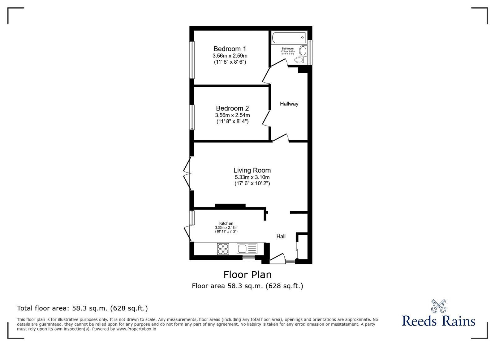 Floorplan of 2 bedroom Semi Detached Bungalow for sale, Pink Bank Lane, Manchester, Greater Manchester, M12