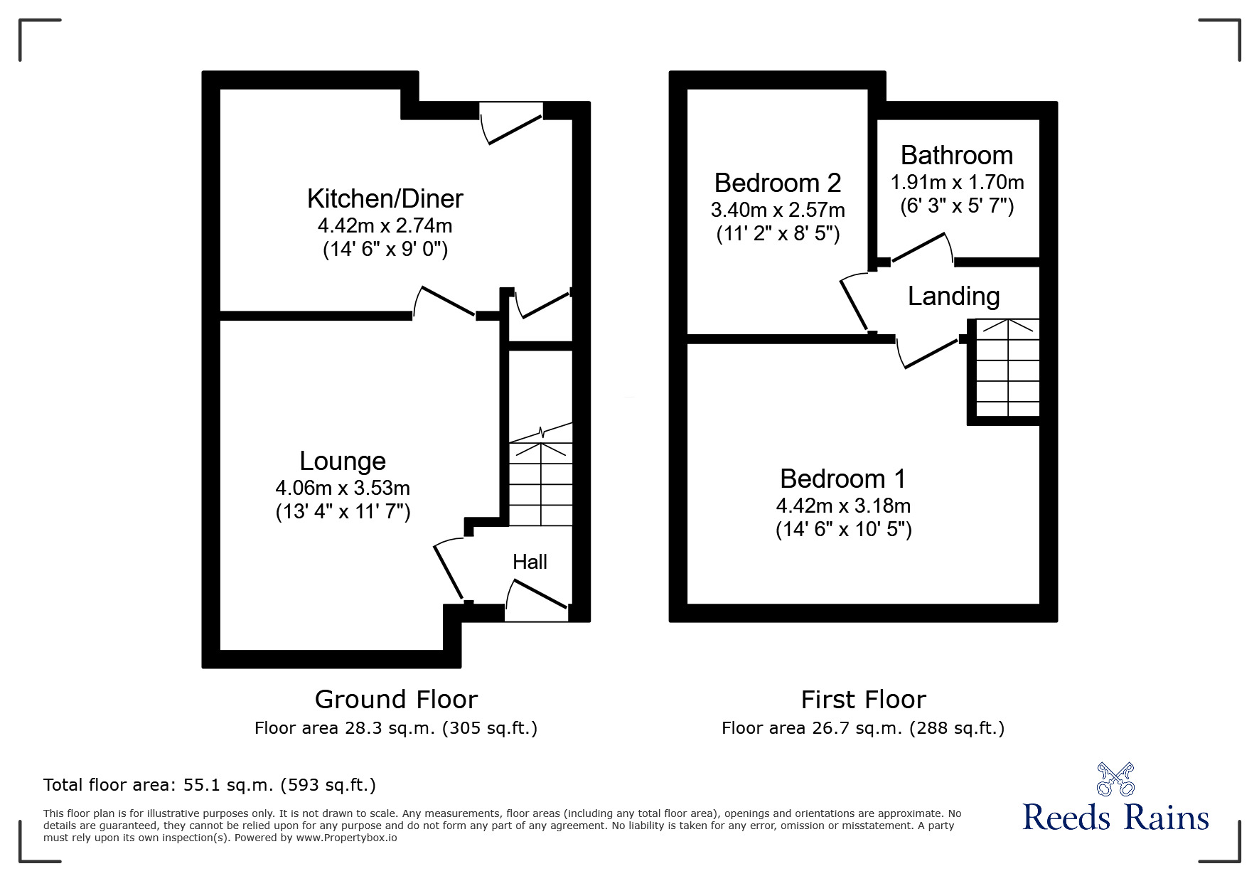 Floorplan of 2 bedroom End Terrace House for sale, Wensley Road, Stockport, Greater Manchester, SK5