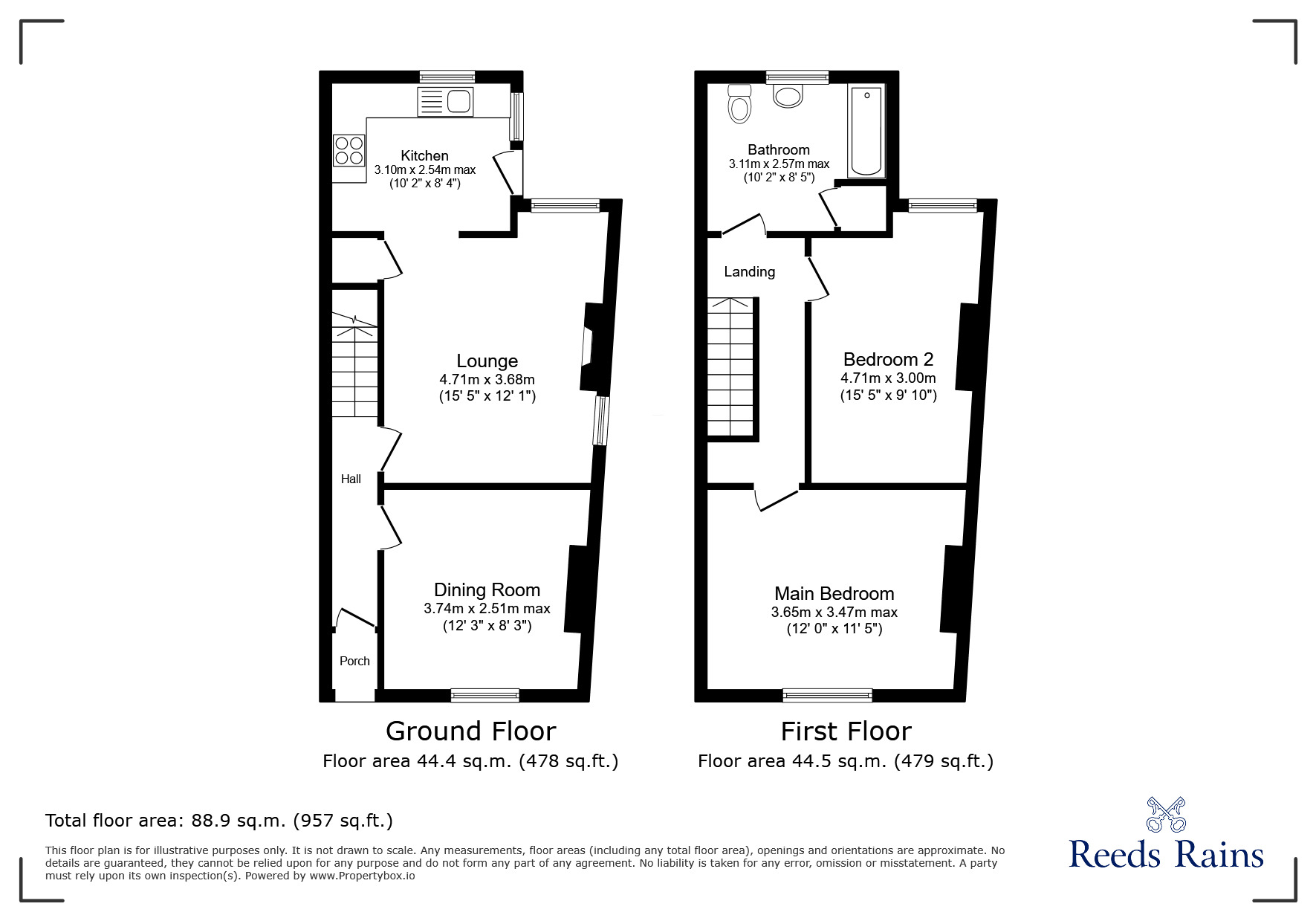 Floorplan of 2 bedroom End Terrace House to rent, Woodland Avenue, Manchester, Greater Manchester, M18