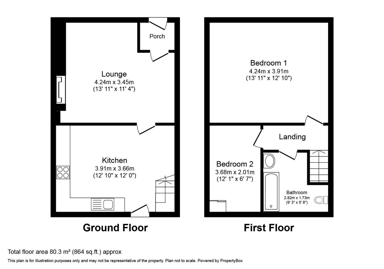 Floorplan of 2 bedroom Mid Terrace House to rent, Colborne Avenue, Stockport, Greater Manchester, SK5